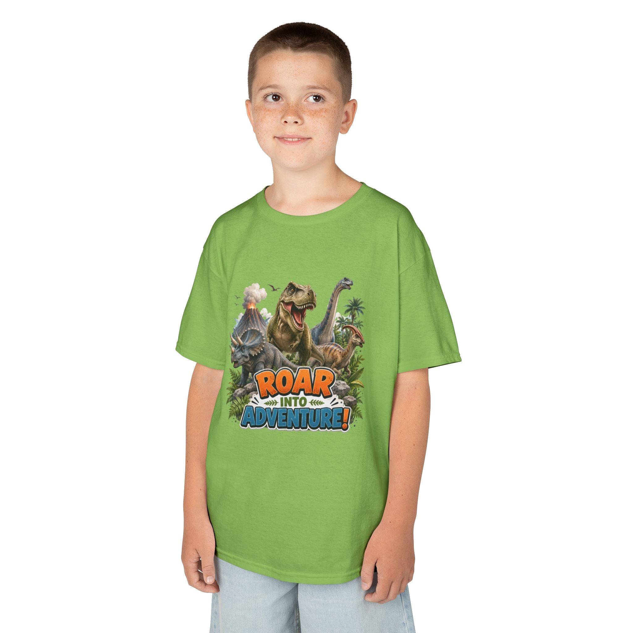 Kids Dinosaur Tee - "Roar Into Adventure" Graphic Shirt for Boys & Girls