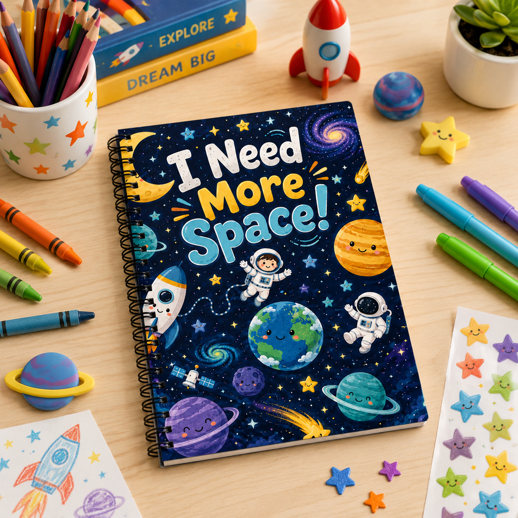 I Need More Space! Spiral Notebook – Cute Spacekids Ruled Journal