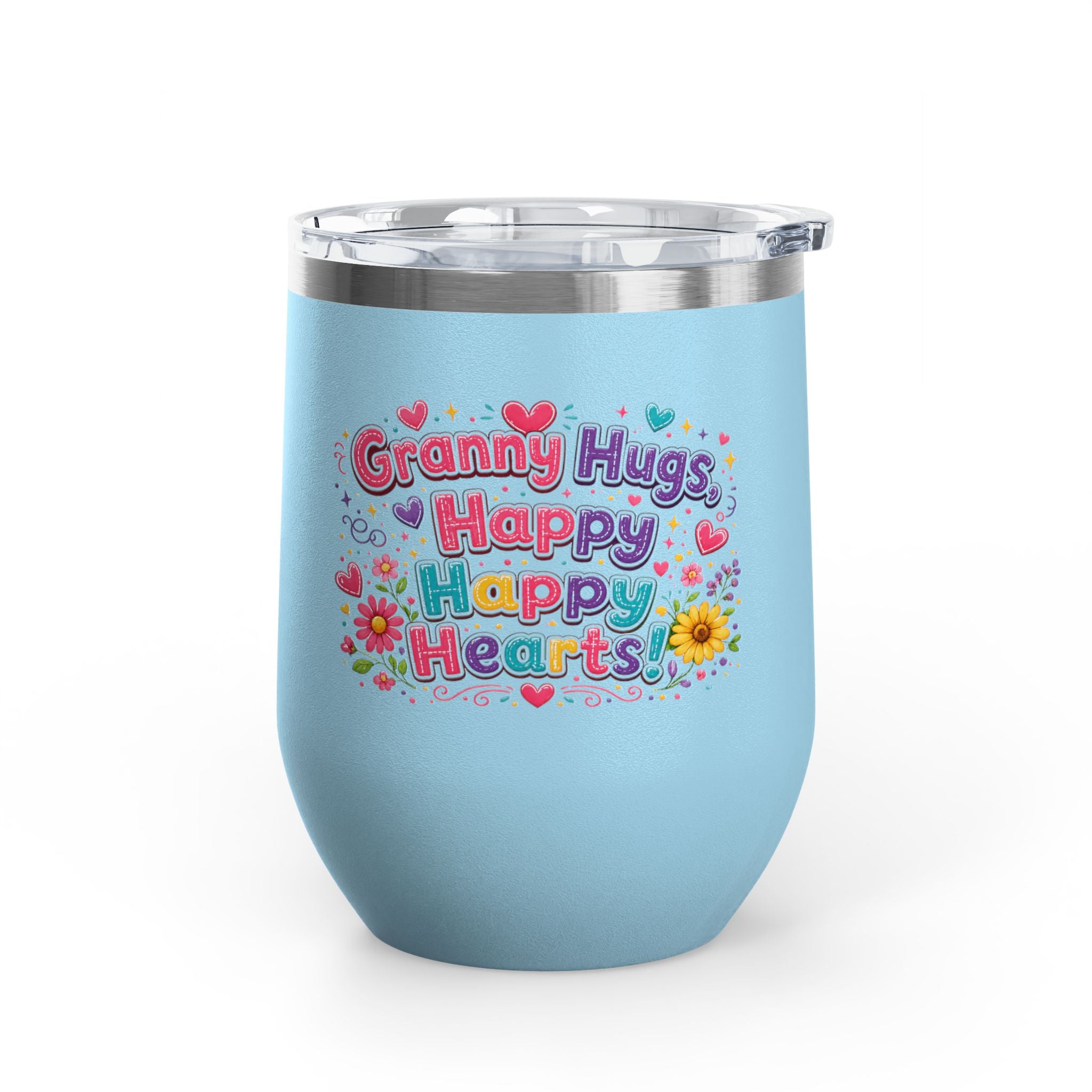 "Granny Hugs, Happy Happy Hearts" Floral 12oz Insulated Cup