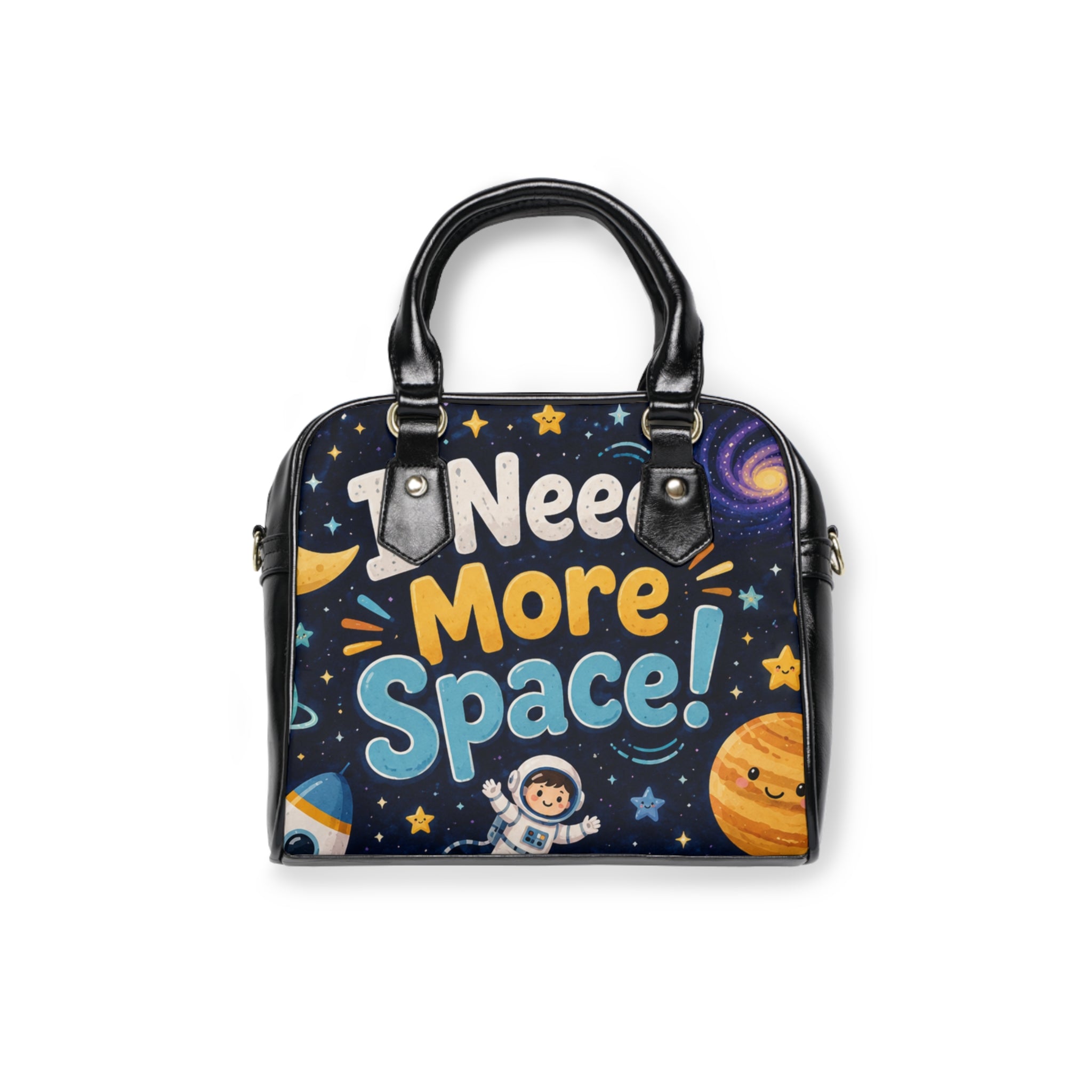 Shoulder Handbag - "Need More Space!" Cute Space-Themed Satchel for Kids & Space Lovers