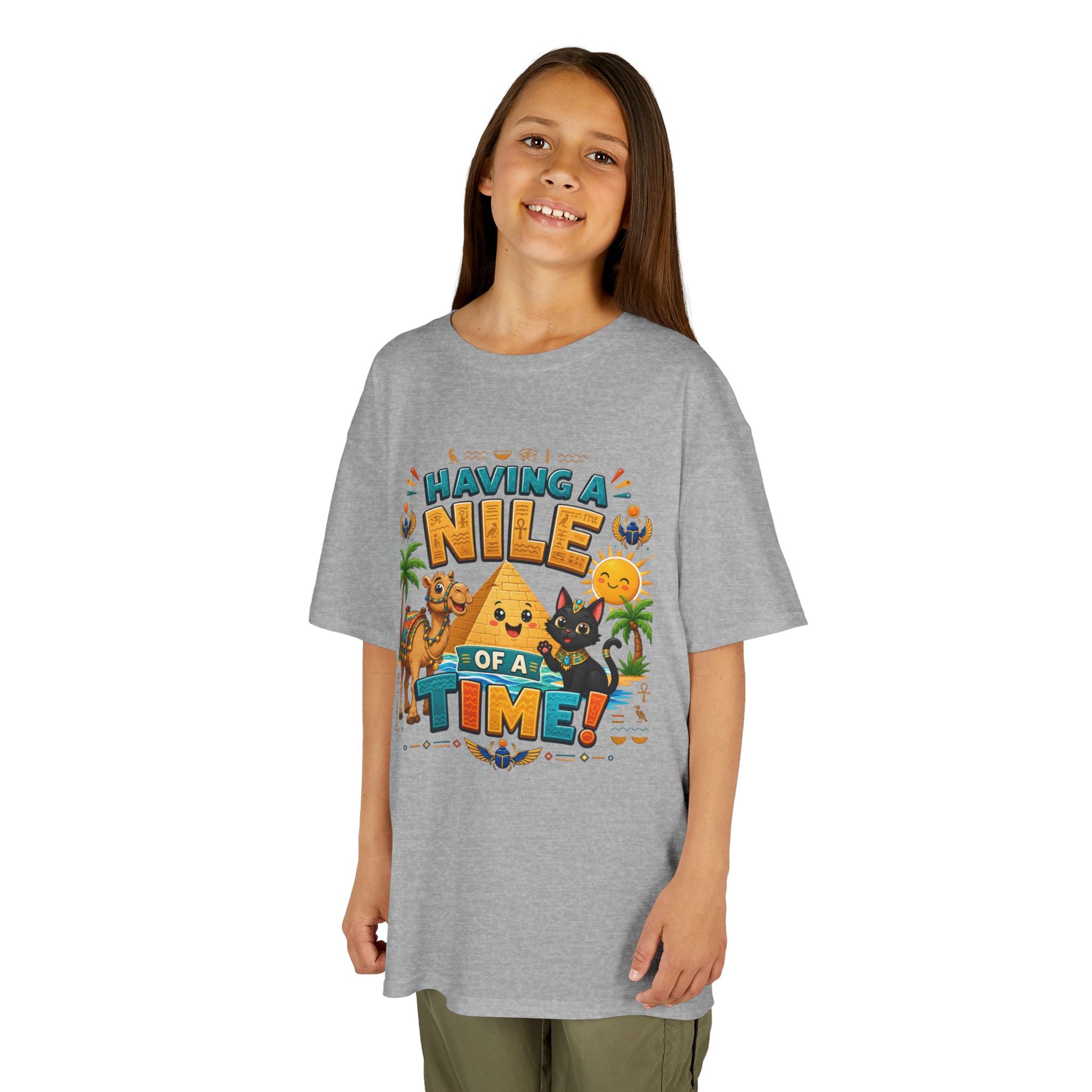 Having a Nile of a Time Kids Tee | Camel Pyramid Desert Cartoon