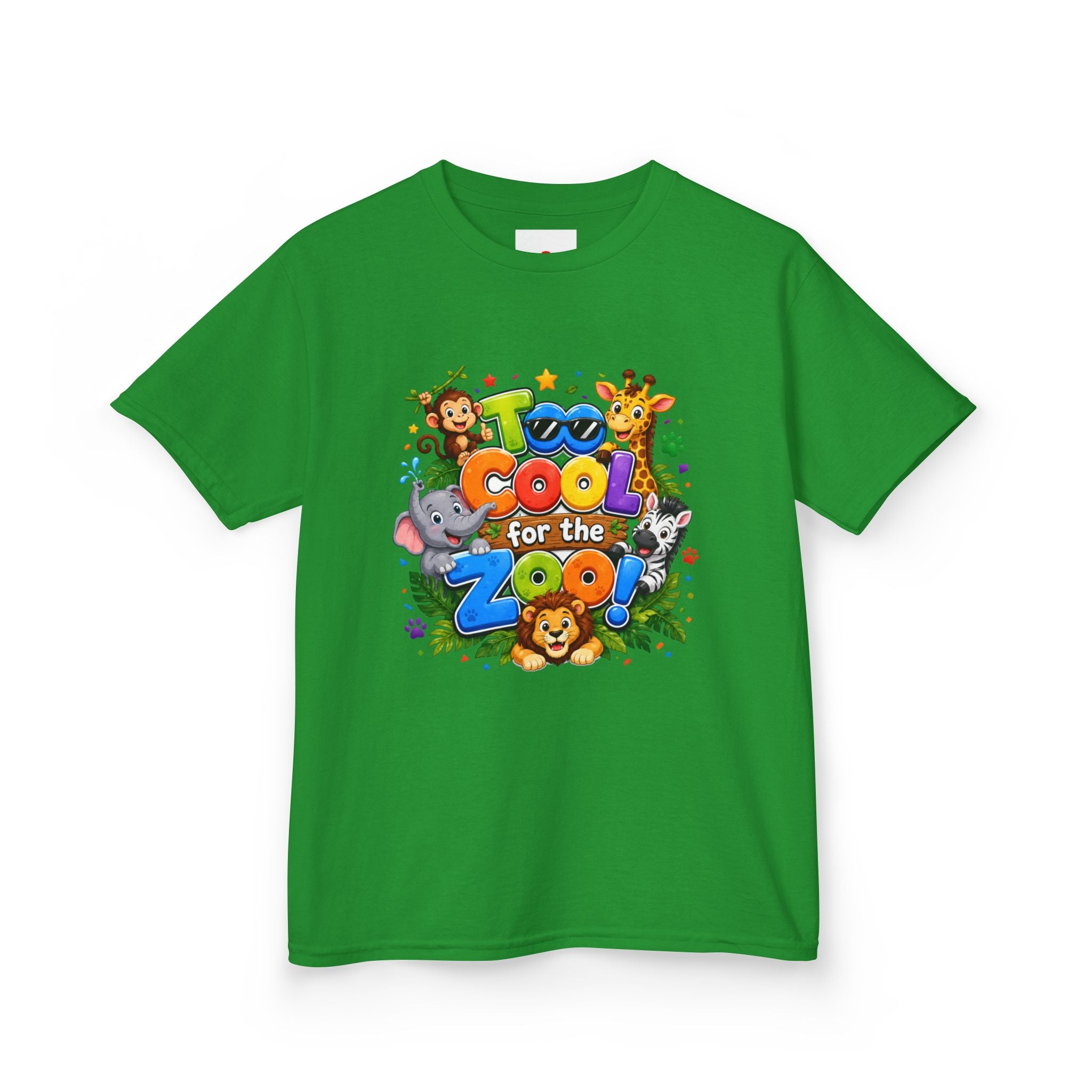 Kids Tee — "Too Cool for the Zoo" Colorful Animal Graphic
