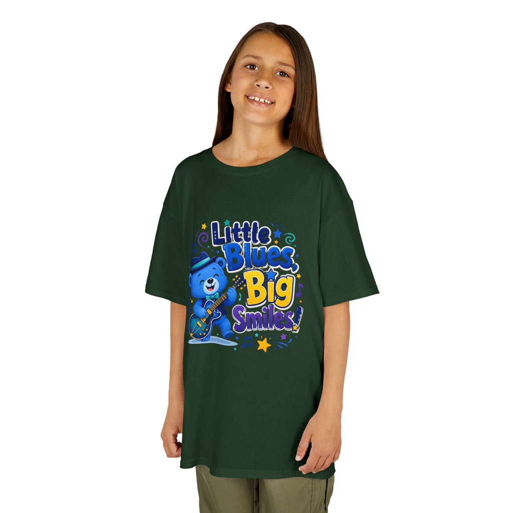 Kids Tee — "Little Blues, Big Smiles!" Guitar-Bear Graphic