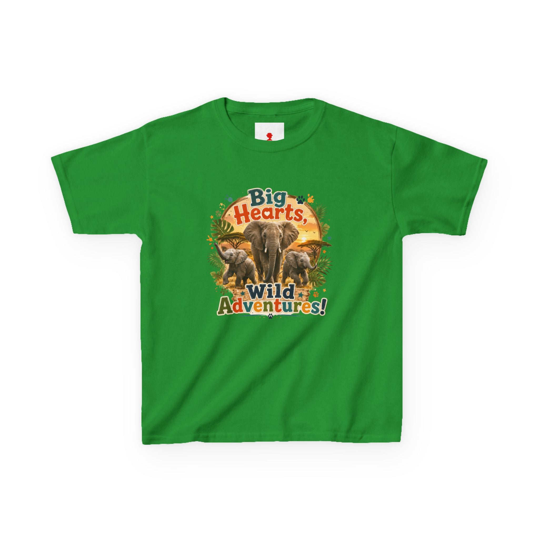 Kids T-Shirt — “Big Hearts, Wild Adventures!” Elephant Safari Shirt for Kids, Cute Animal Adventure Tee