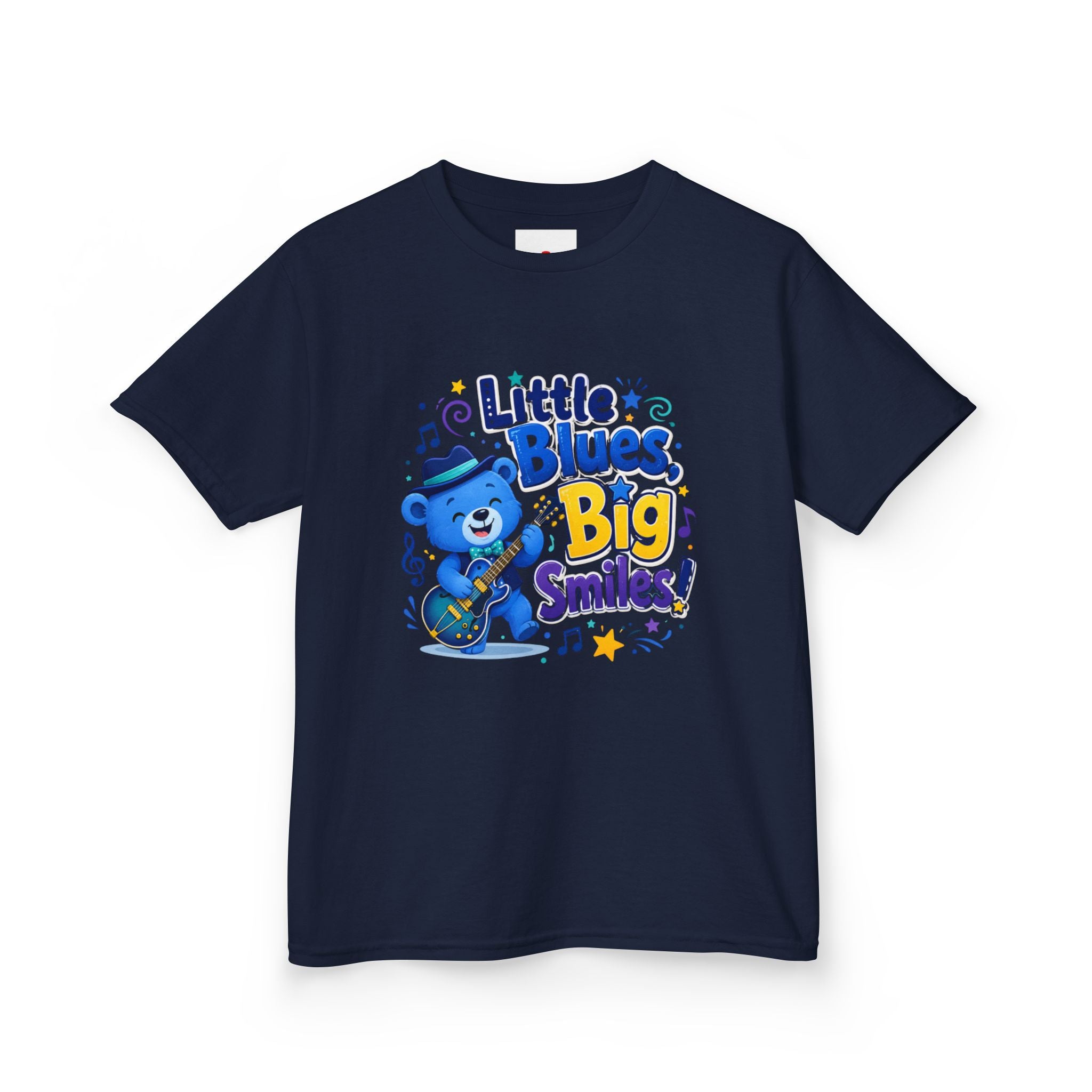 Kids Tee — "Little Blues, Big Smiles!" Guitar-Bear Graphic
