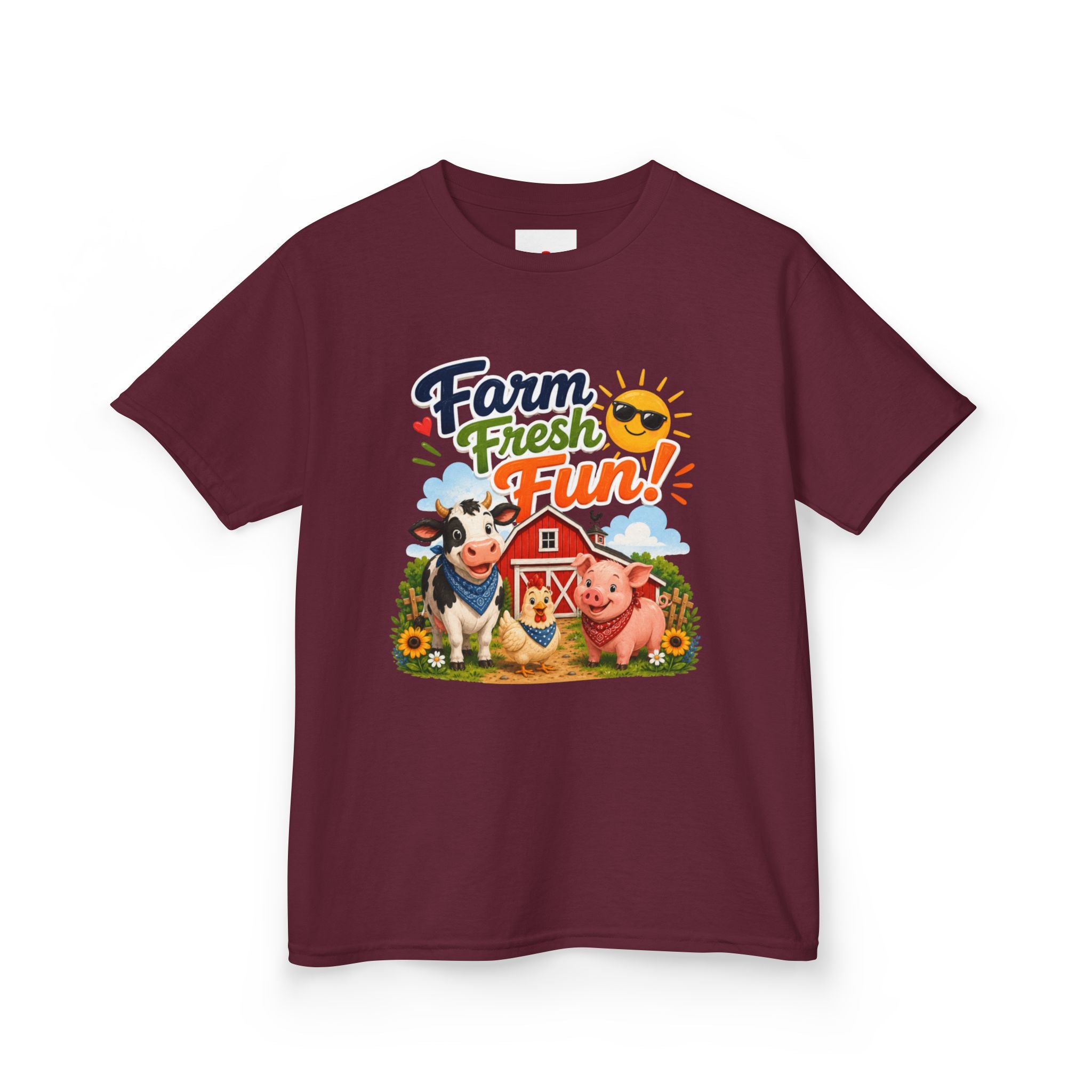 Kids Farm T-Shirt — "Farm Fresh Fun!" Cute Cow & Pig Toddler Tee