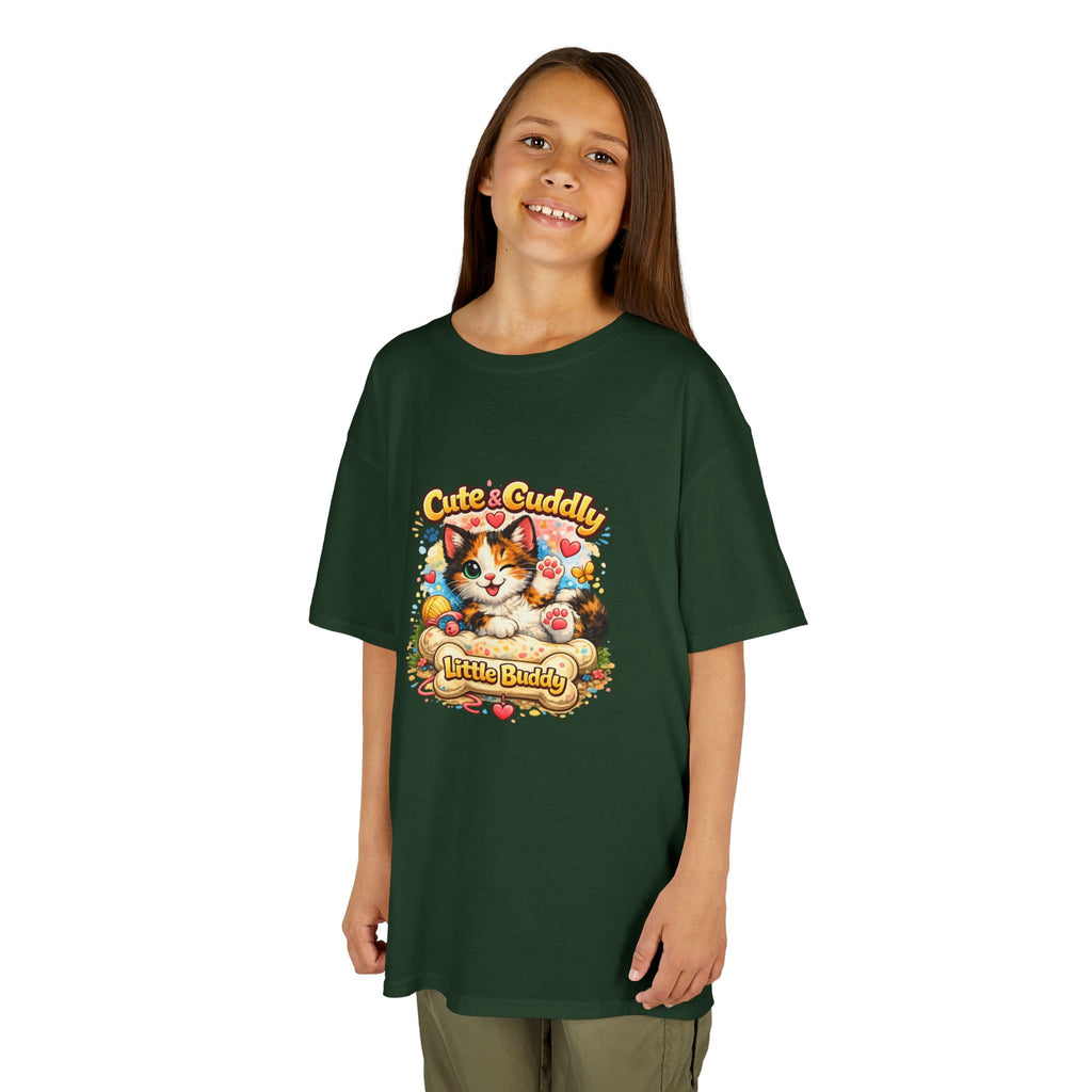 Kids T-Shirt — "Cute & Cuddly Little Buddy" Cat Graphic Tee