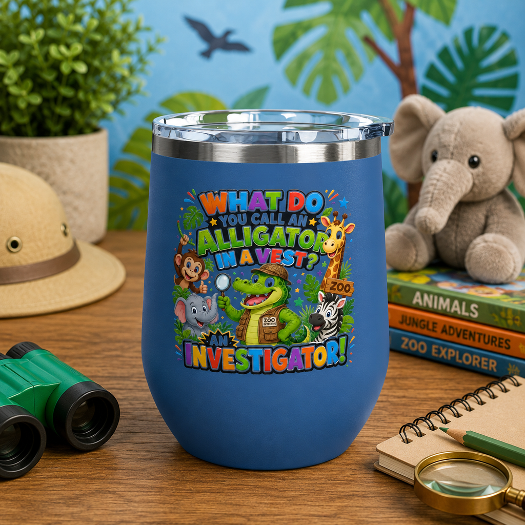 "What Do You Call an Alligator in a Vest? An Investigator!" Cute Zoo Joke Stainless Steel 12oz