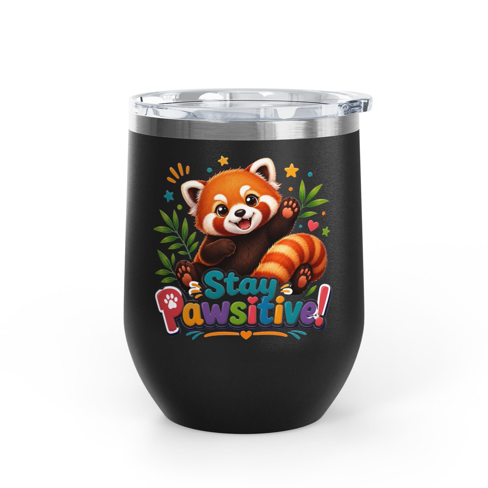 Stay Pawsitive Red Panda Tumbler — 12oz Insulated Cute Animal Gift