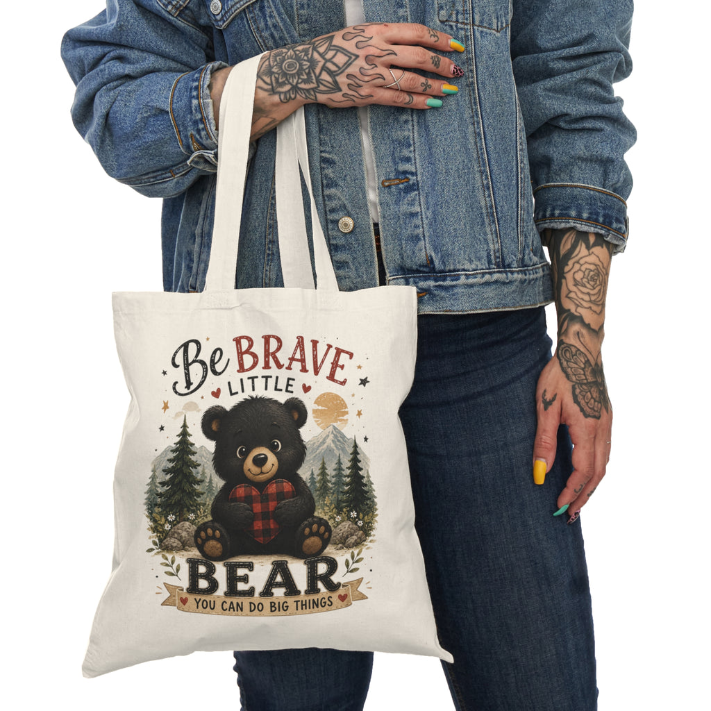 Be Brave Little Bear Tote Bag — Cute Kids Woodland Cotton Shopper