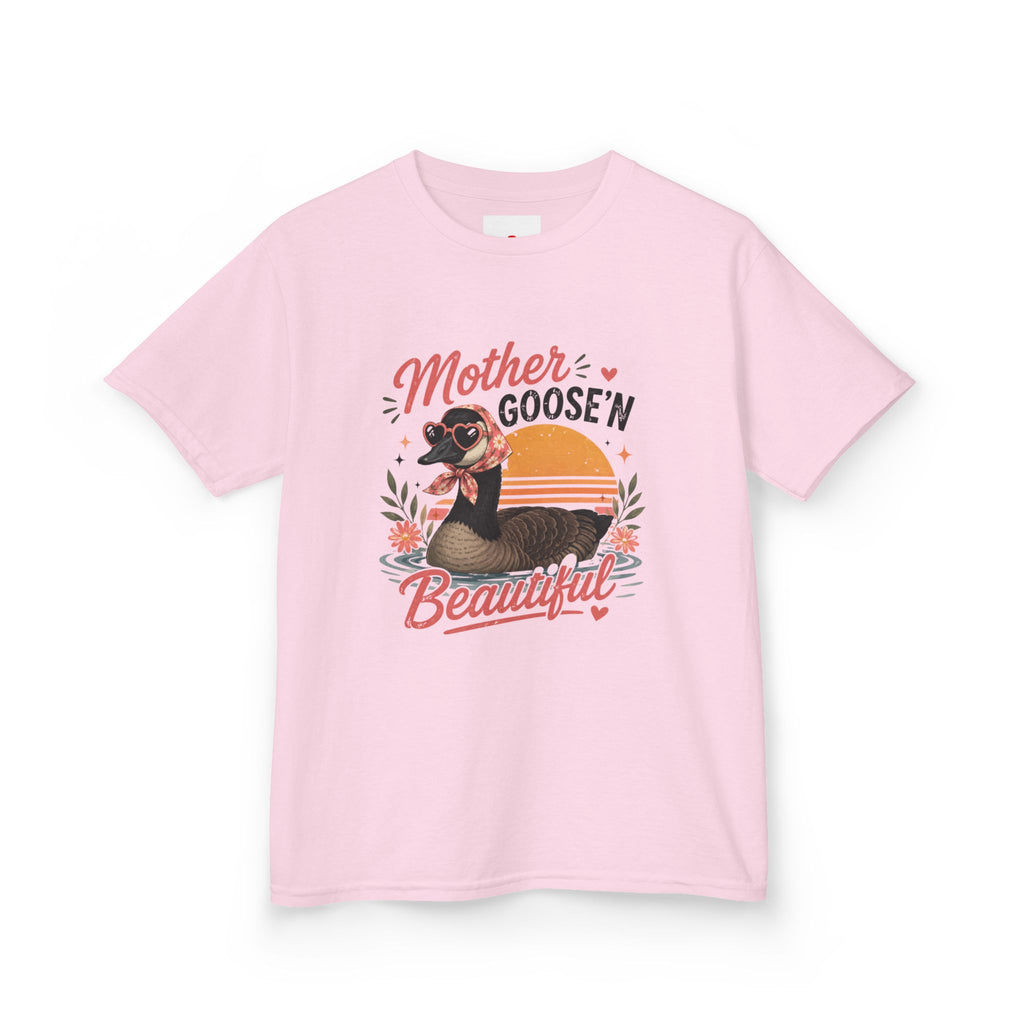 Kids Tee — "Mother Goose'n Beautiful" Cute Vintage Goose Graphic