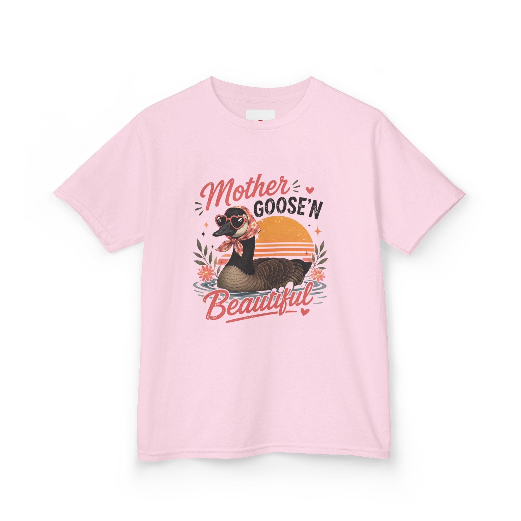 Kids Tee — "Mother Goose'n Beautiful" Cute Vintage Goose Graphic