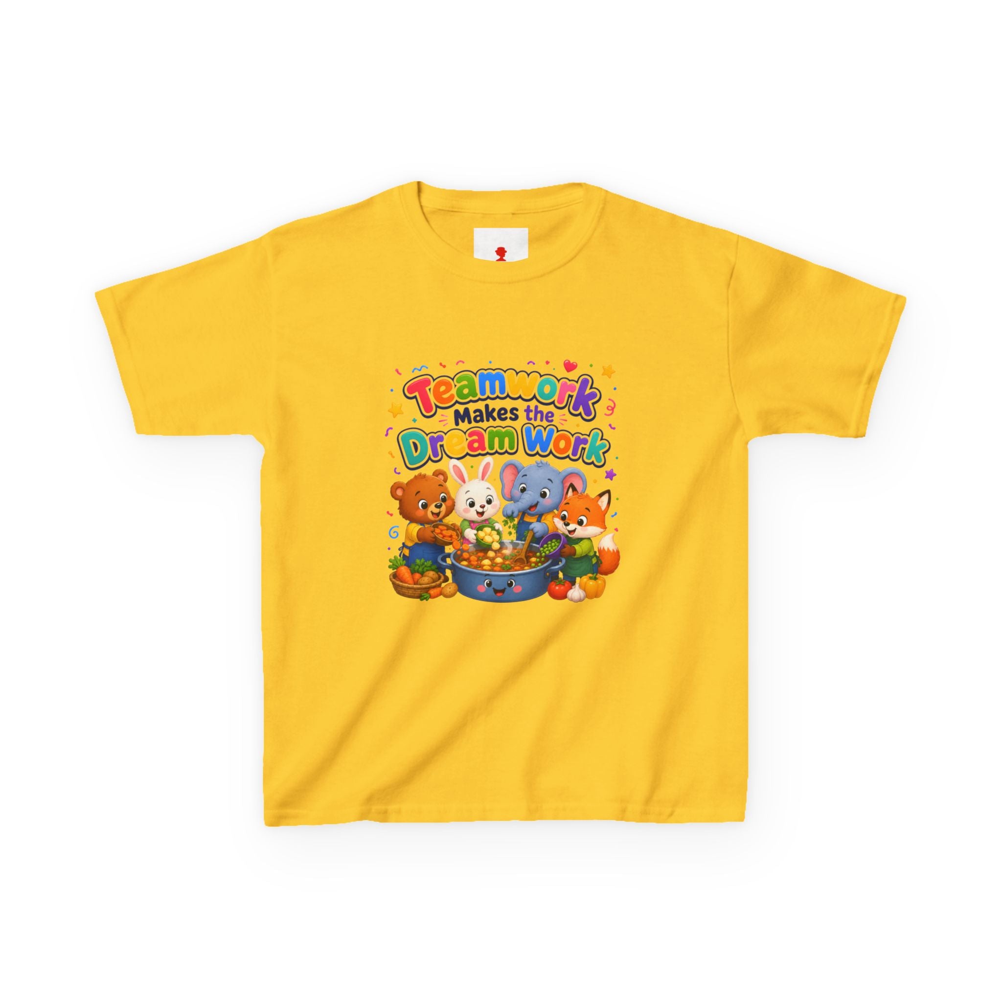 Kids Tee — “Teamwork Makes the Dream Work” Cute Animal Classroom Shirt