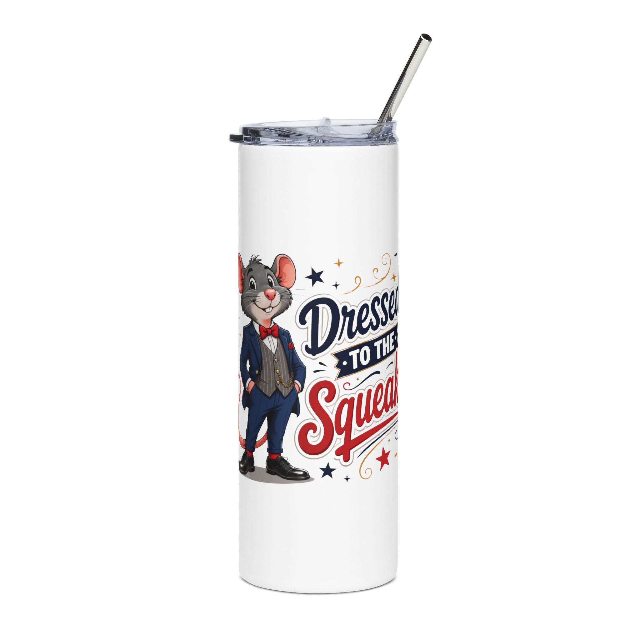20oz Stainless Steel Tumbler — "Dressed to the Squeak" Patriotic Mouse Travel Cup