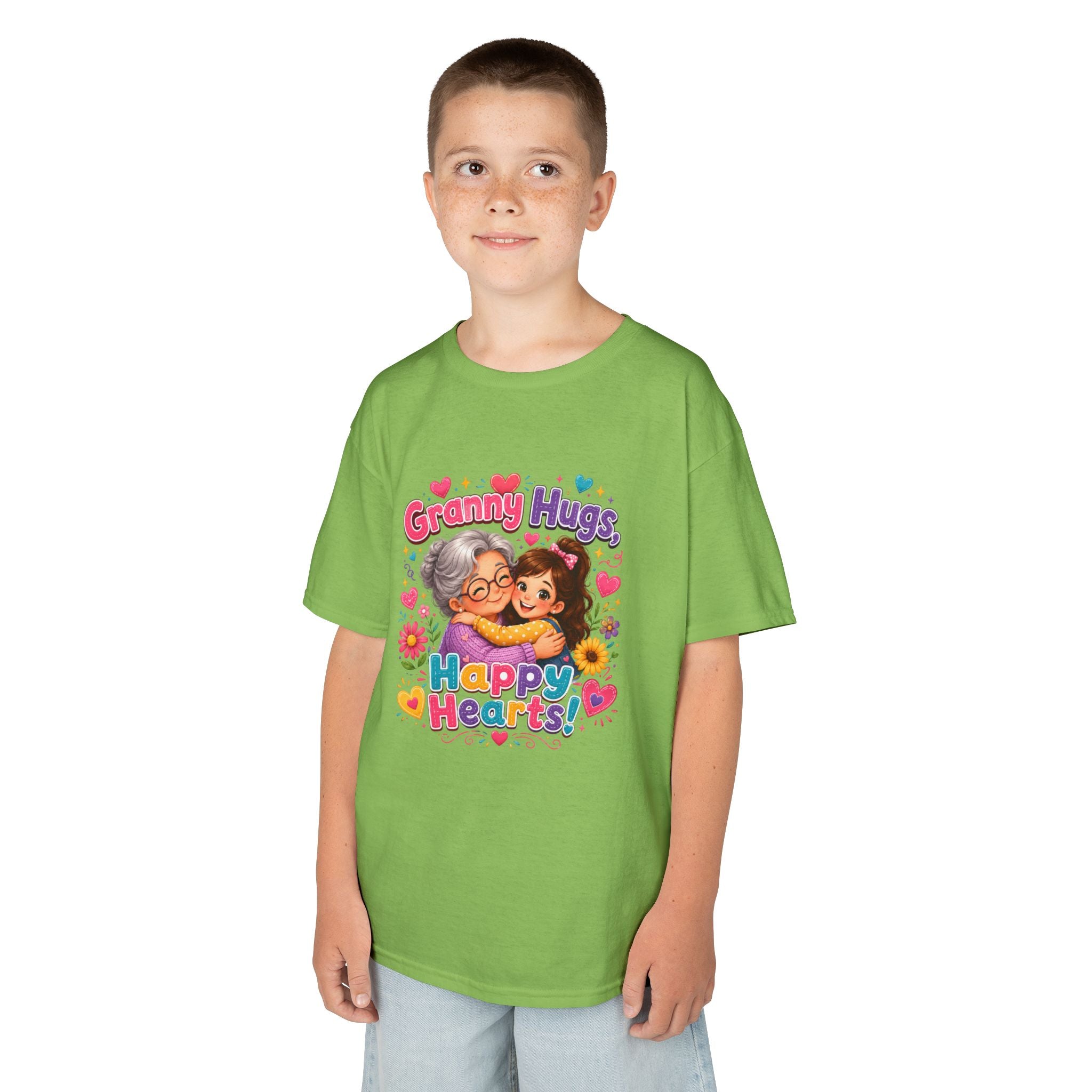 Granny Hugs Happy Hearts Tee | Grandma Grandchild Cute Illustration