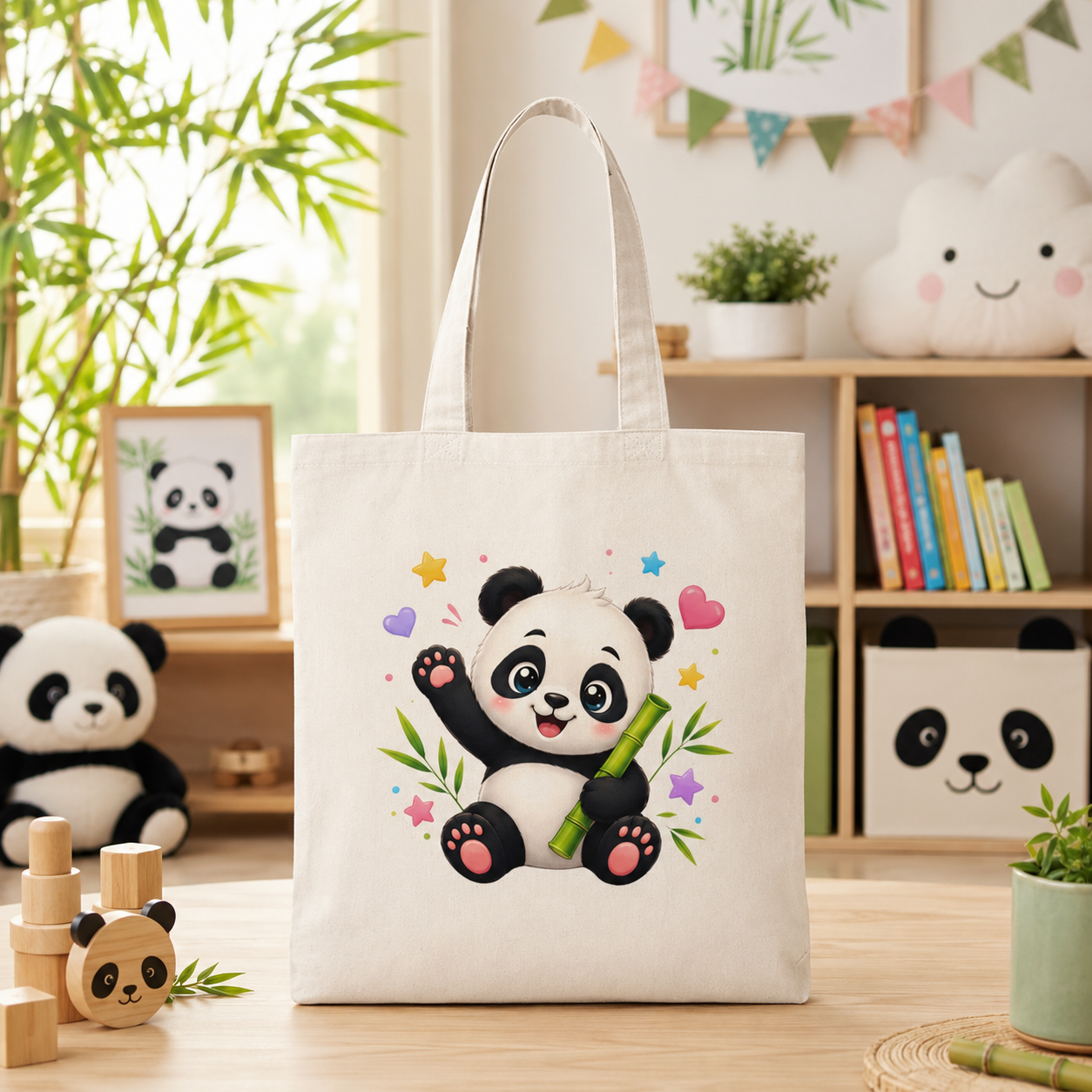 Cute Panda Tote Bag – Adorable Bamboo Baby Panda Canvas Tote for Kids & Animal Lovers