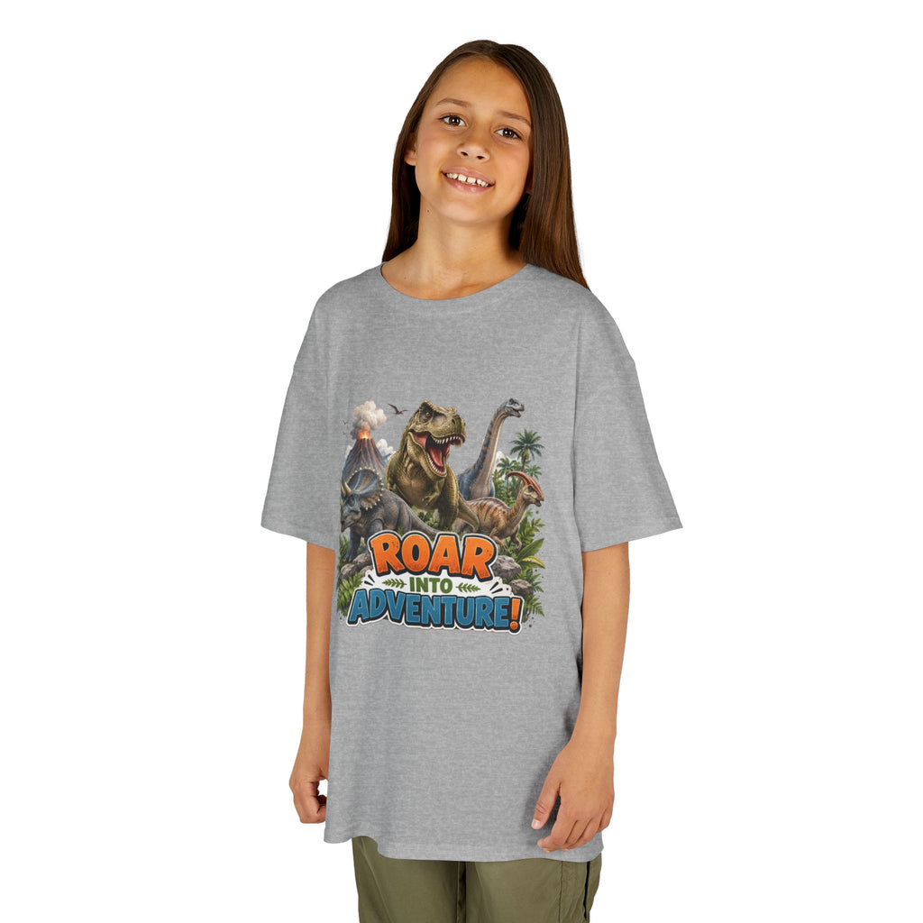 Kids Dinosaur Tee - "Roar Into Adventure" Graphic Shirt for Boys & Girls