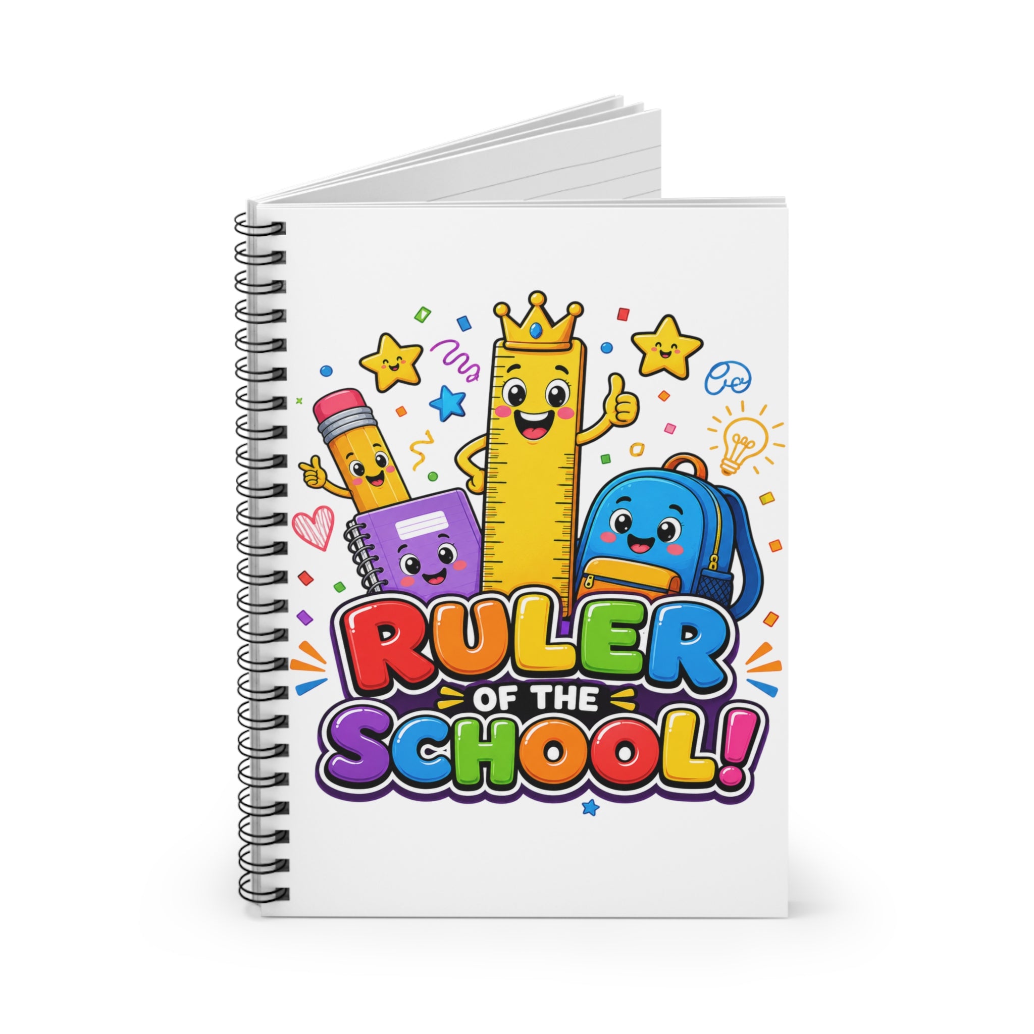 Ruler of the School notebook | Spiral Ruled Notebook, Cute School Supplies Design