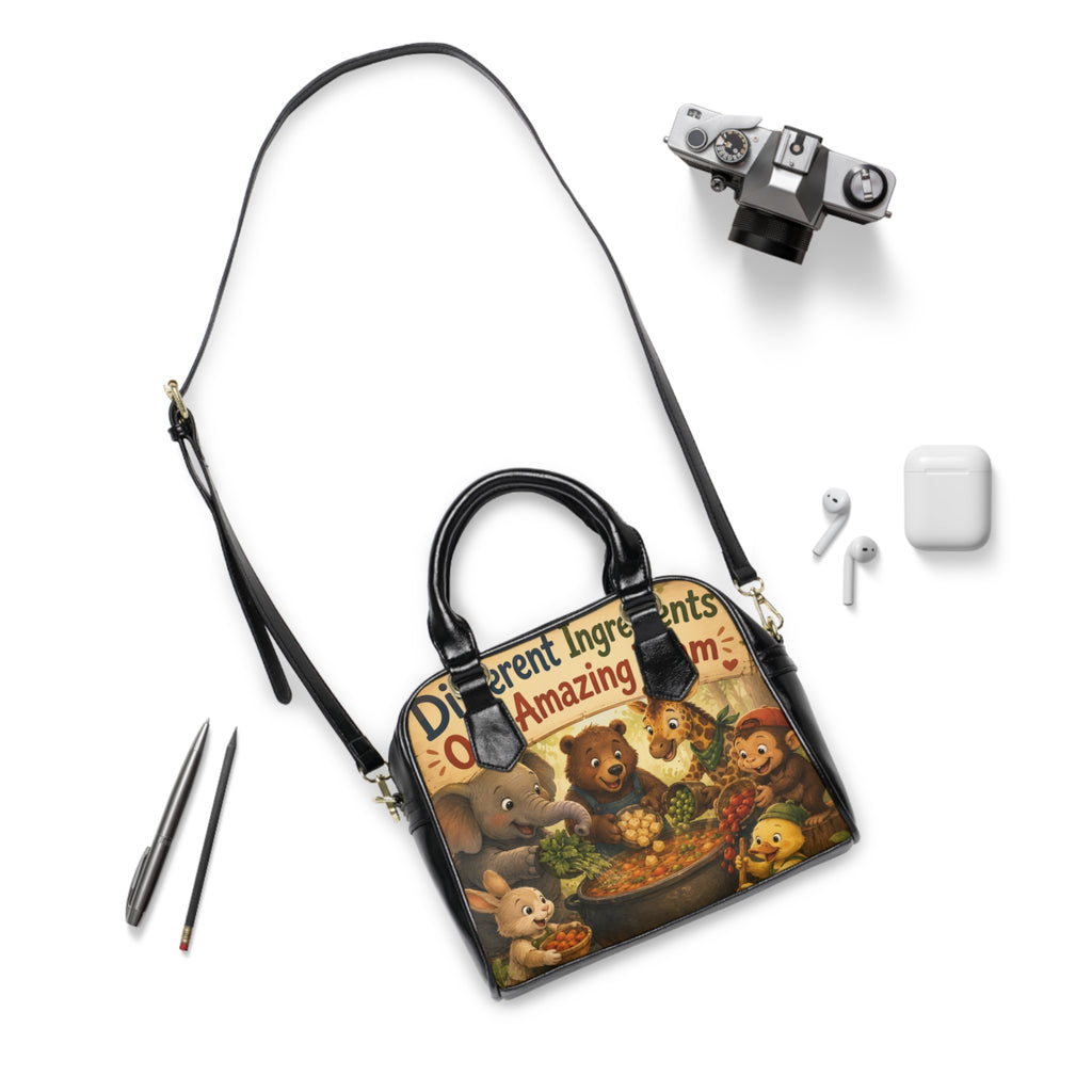 Shoulder Handbag — Vintage Woodland Animal Soup Illustration Tote