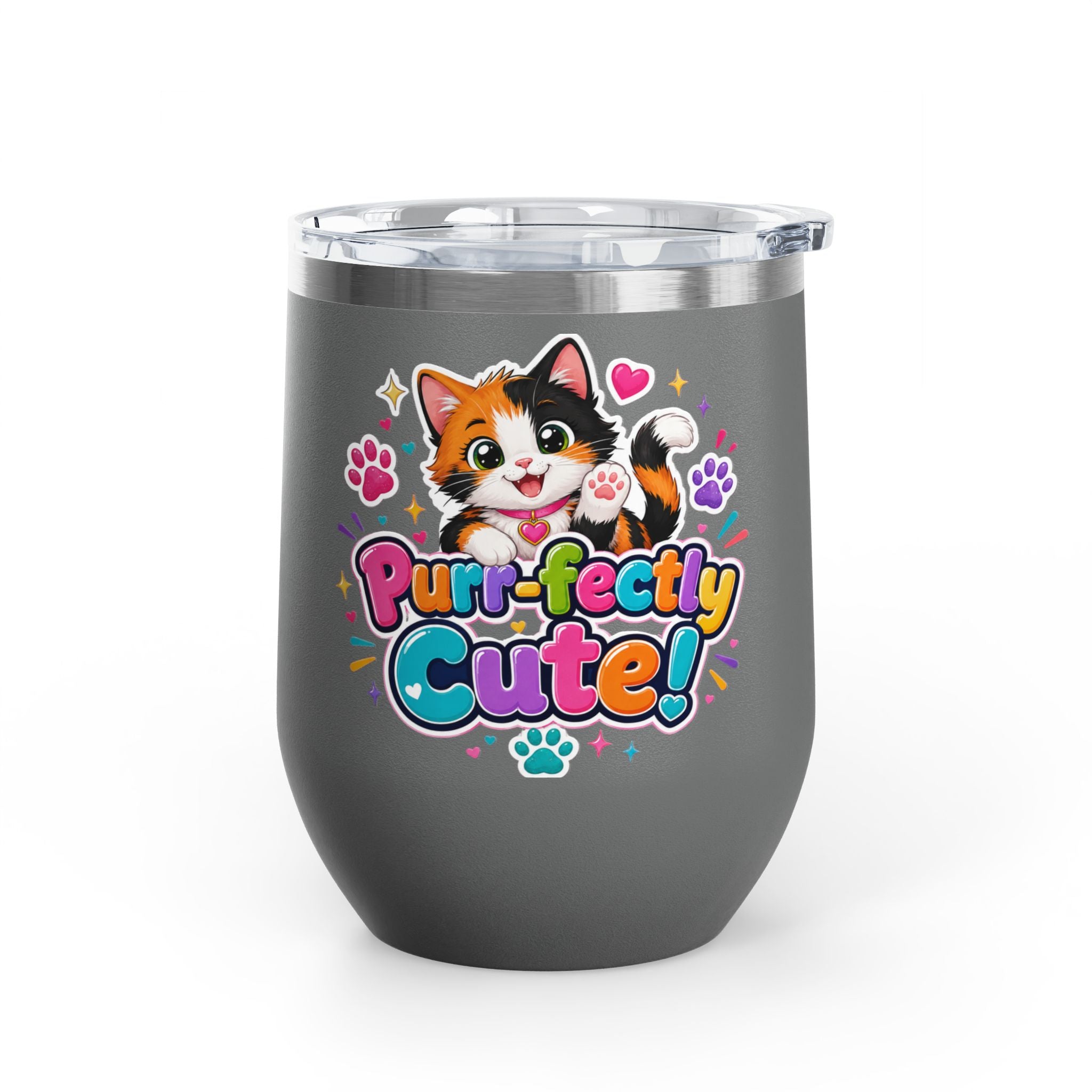 "Purr-fectly Cute!" Cat 12oz Insulated Stainless Steel Tumbler
