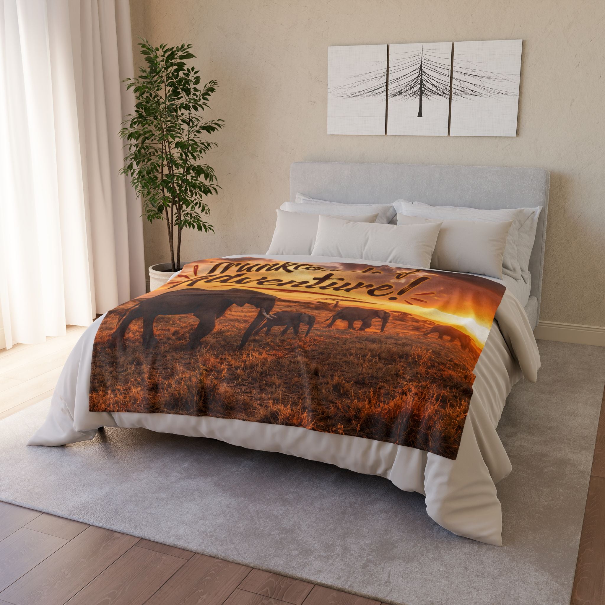 Trunkloads of Adventure! Elephant Safari Throw Blanket