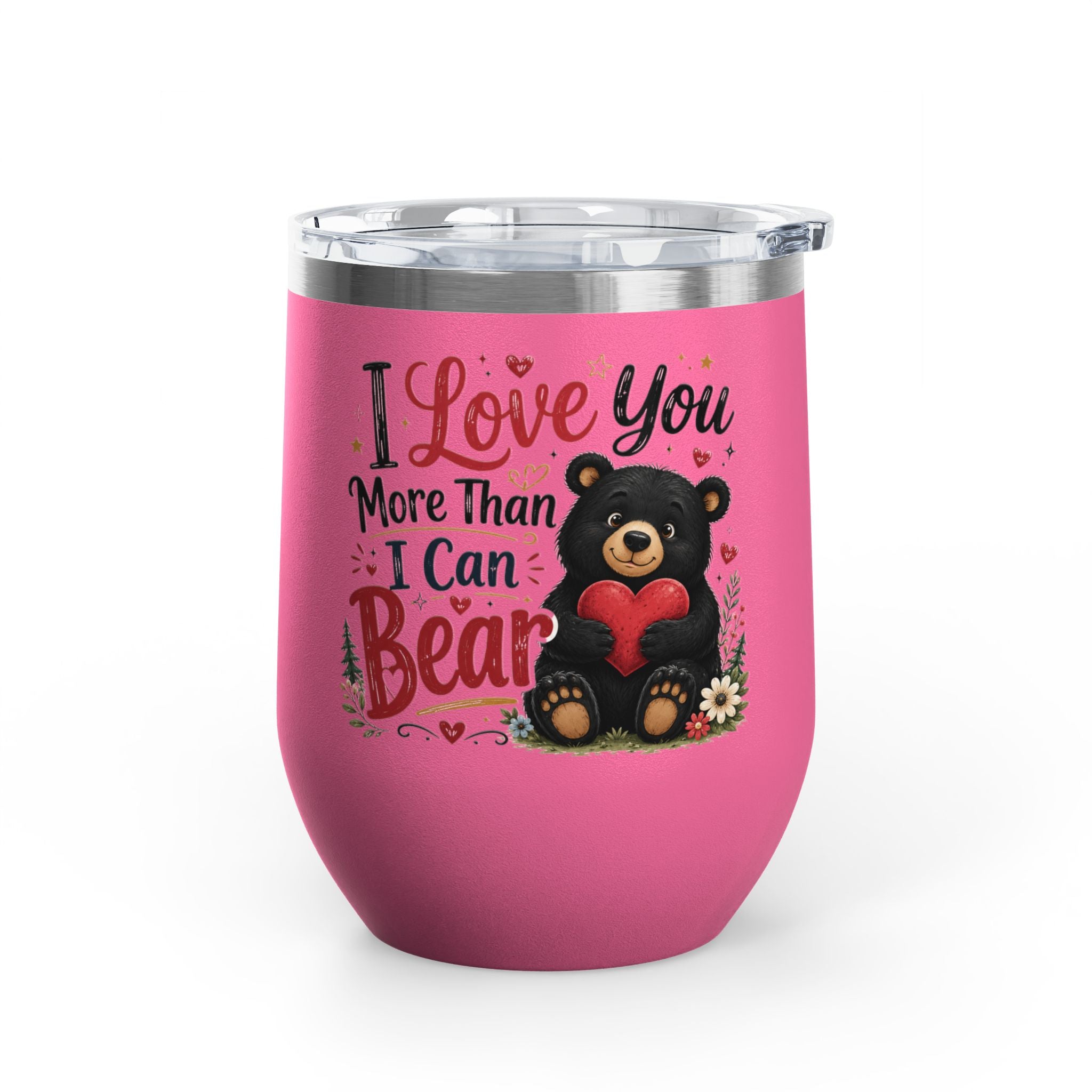 “I Love You More Than I Can Bear” Cute Bear Glass, 12oz