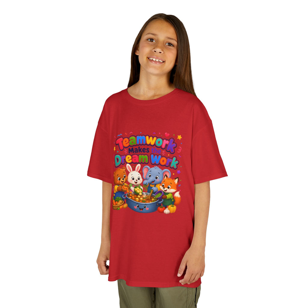 Kids Tee — “Teamwork Makes the Dream Work” Cute Animal Classroom Shirt