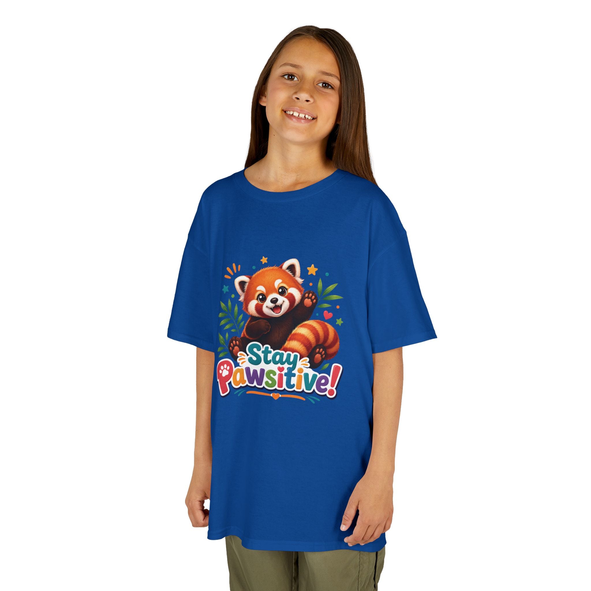 Stay Pawsitive Red Panda Kids Tee | Cute Animal Positive Message