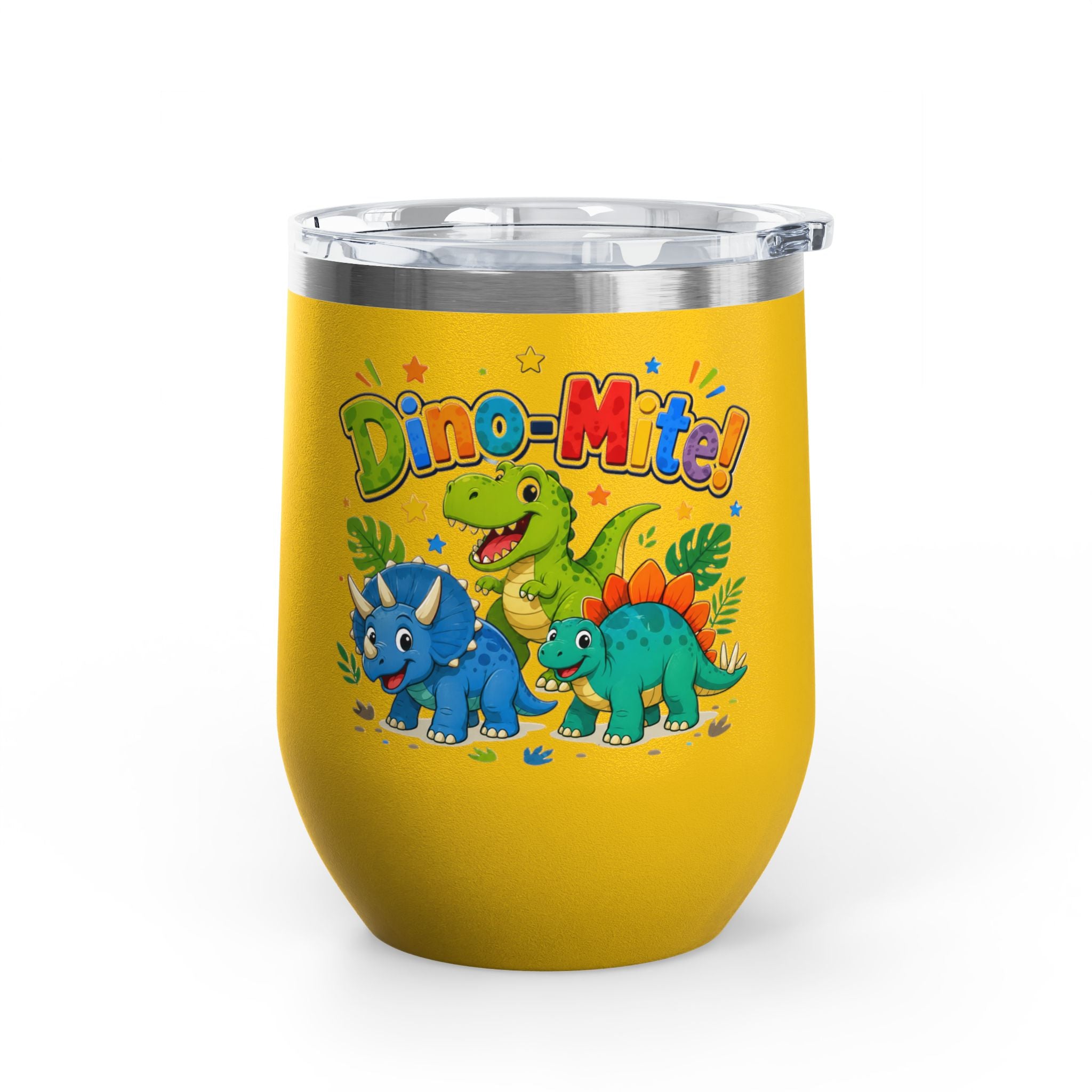 "Dino-Mite!" Cute Kids Dinosaur 12oz Insulated Tumbler