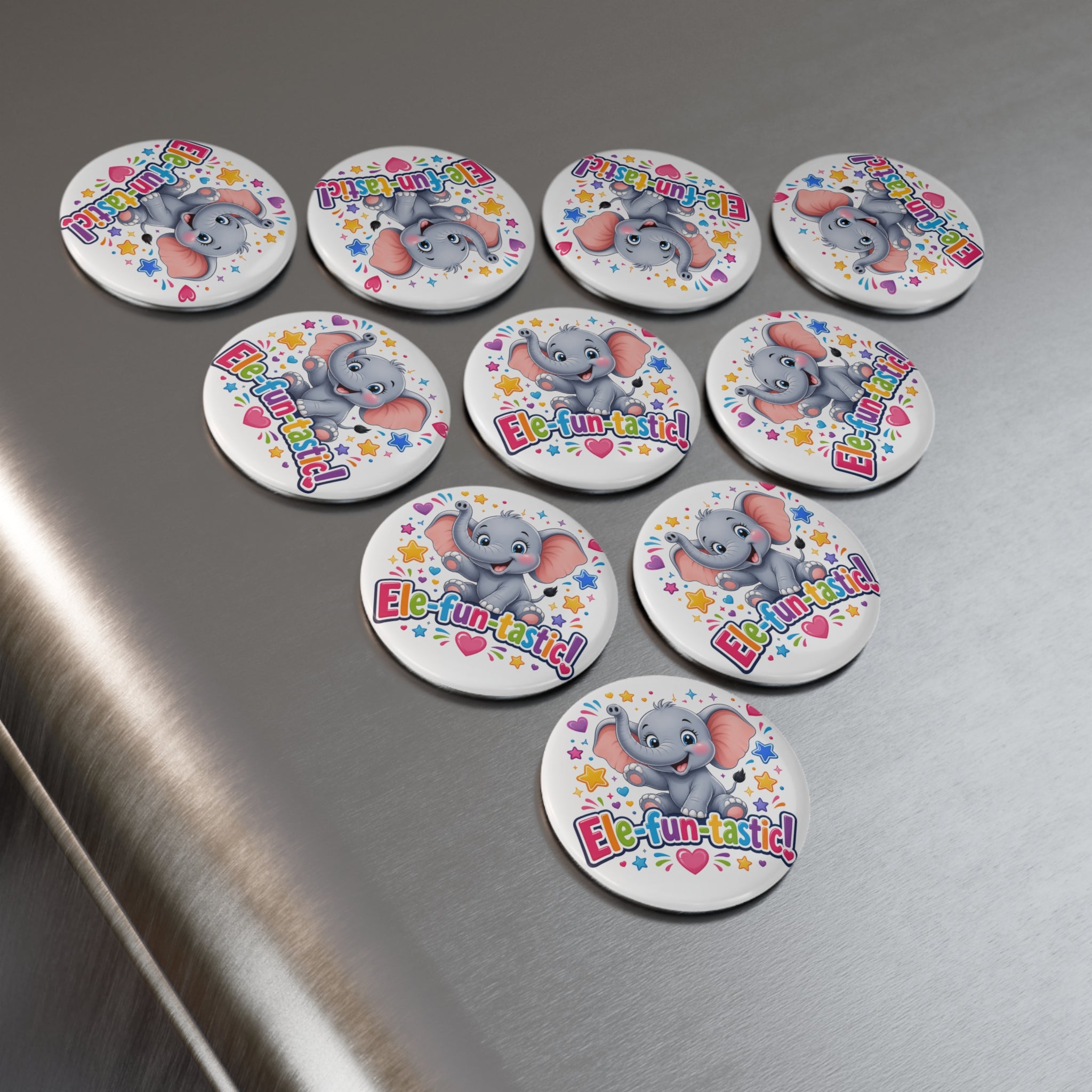 Ele-fun-tastic! Cute Baby Elephant Round Button Magnet — Nursery Gift & Party Favor