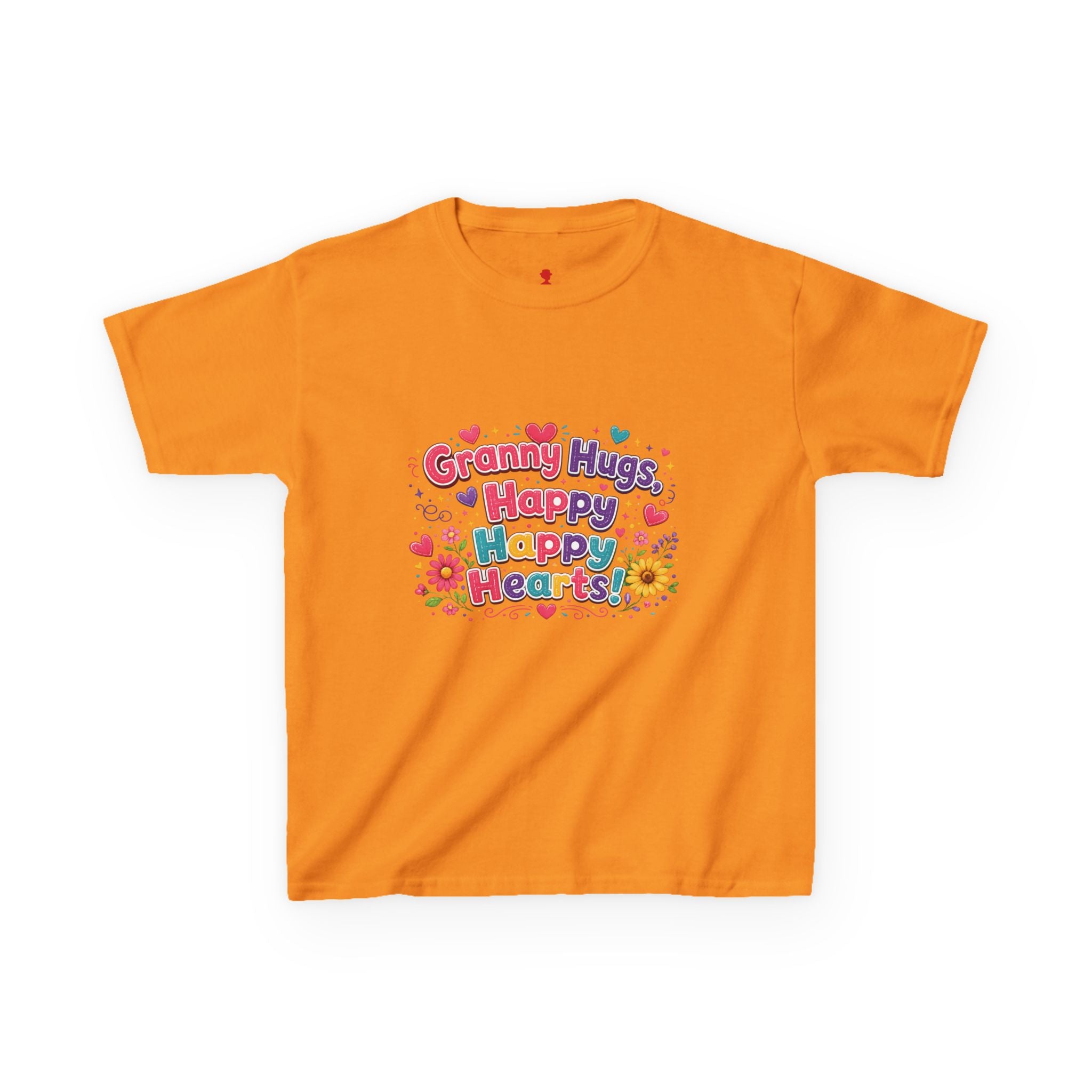 Granny Hugs Happy Hearts Kids Tee | Colorful Floral Kids Shirt