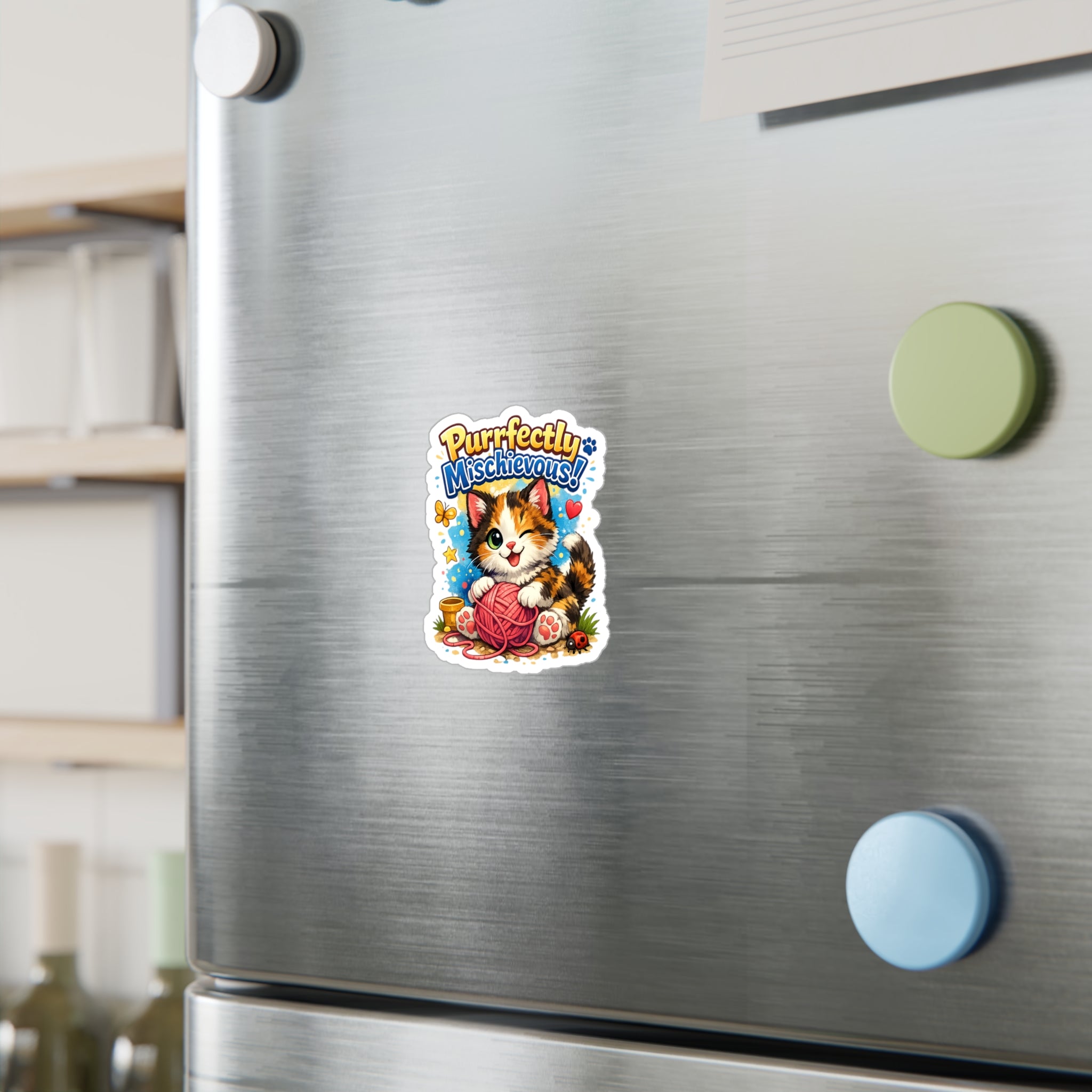 Purrfectly Mischievous! Cute Kitten Kiss-Cut Vinyl Sticker