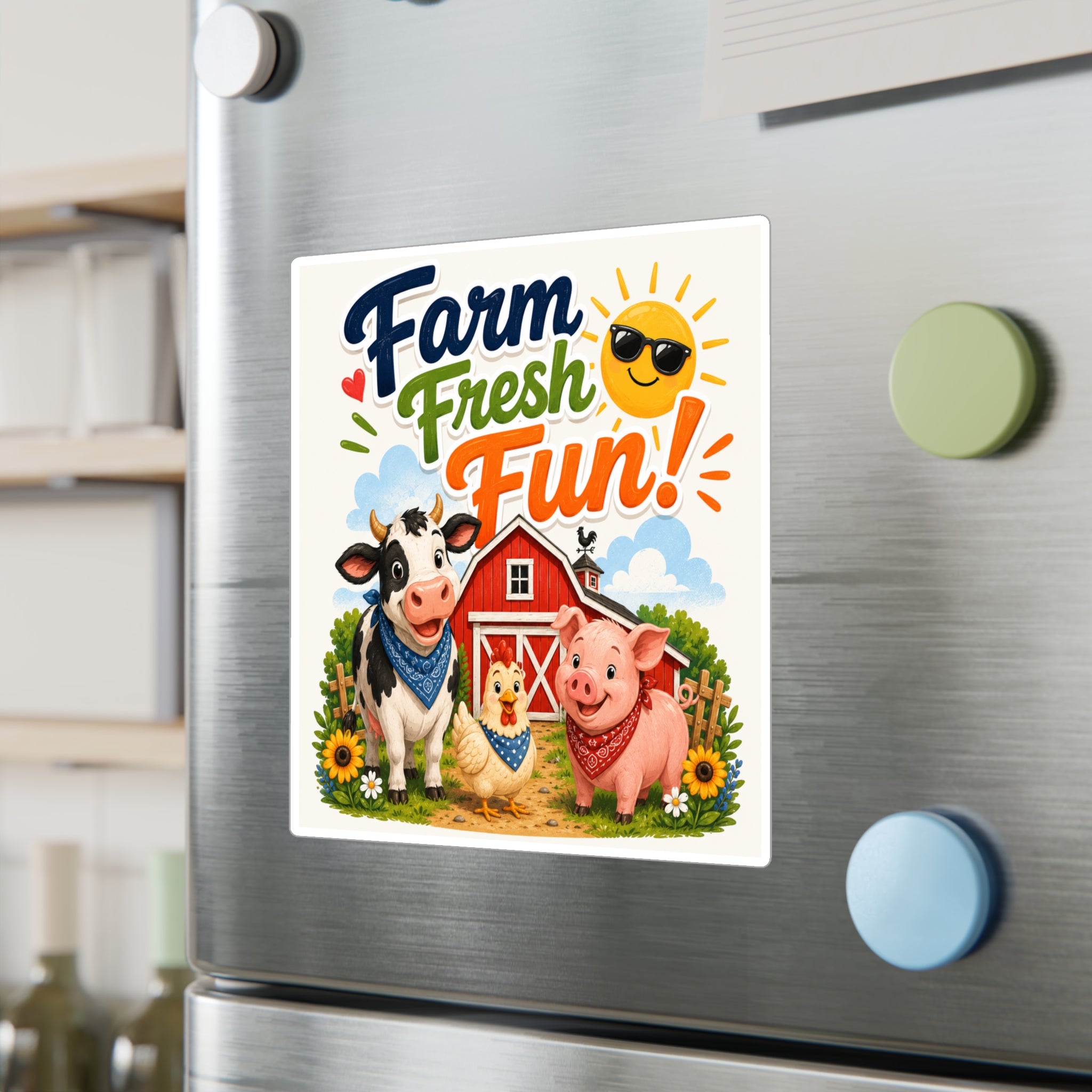 Farm Fresh Fun! Vinyl Sticker — Cute Barnyard Animal Decal