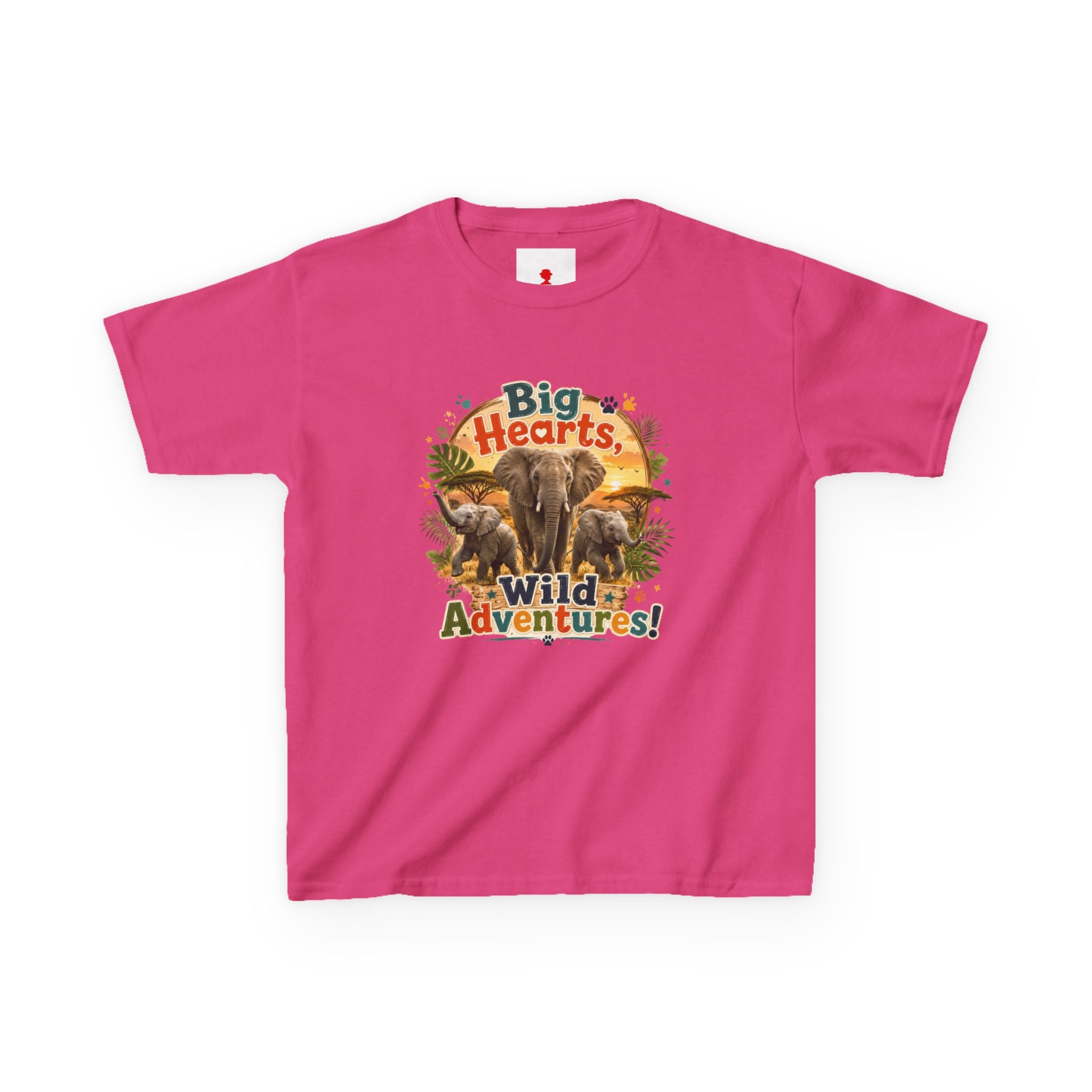 Kids T-Shirt — “Big Hearts, Wild Adventures!” Elephant Safari Shirt for Kids, Cute Animal Adventure Tee