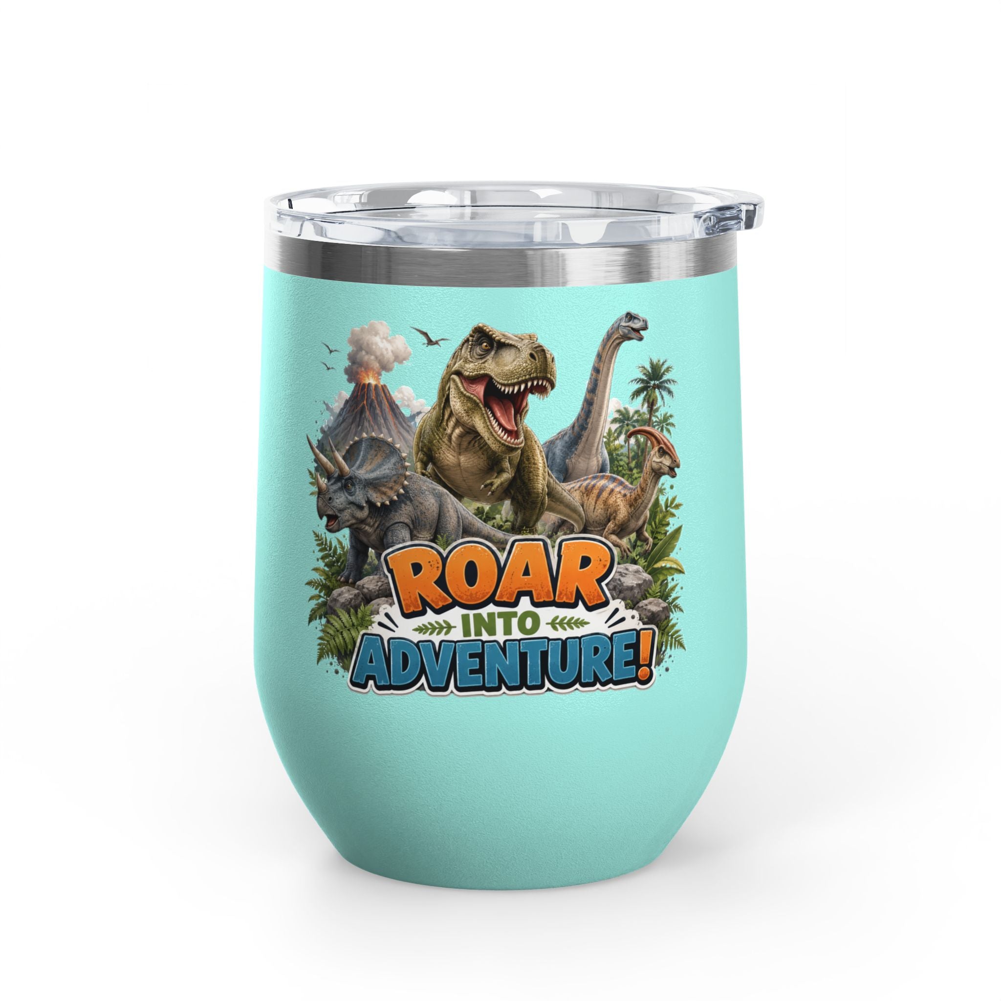 Roar Into Adventure! Dinosaur Tumbler – 12oz Stainless Steel Travel Cup