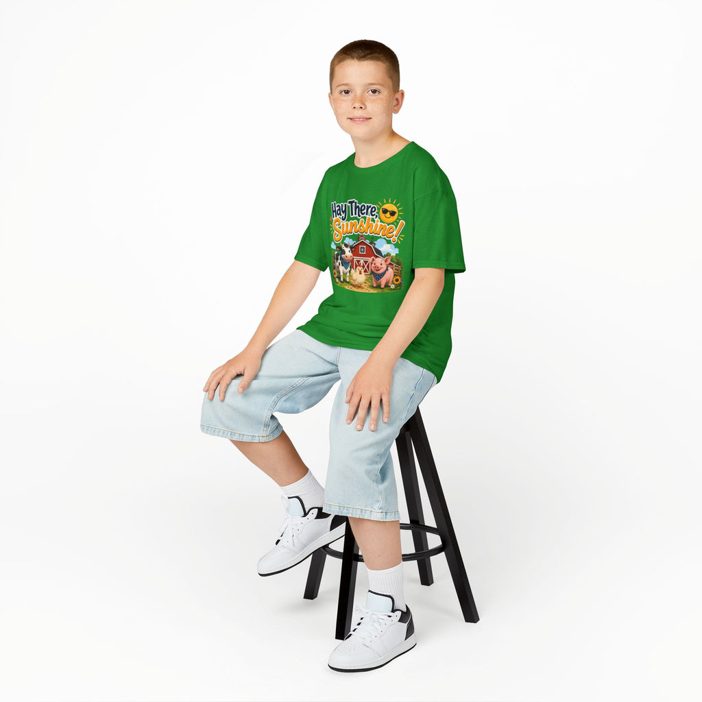 Kids Tee — "Hay There, Sunshine!" Farm Animal Graphic