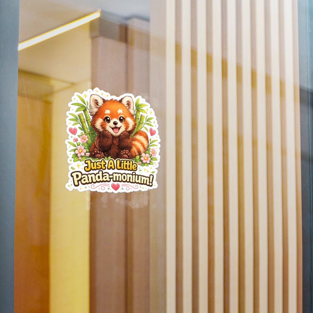 Red Panda Illustration Just A Little Panda-monium Sticker | Kiss-Cut Vinyl Decal