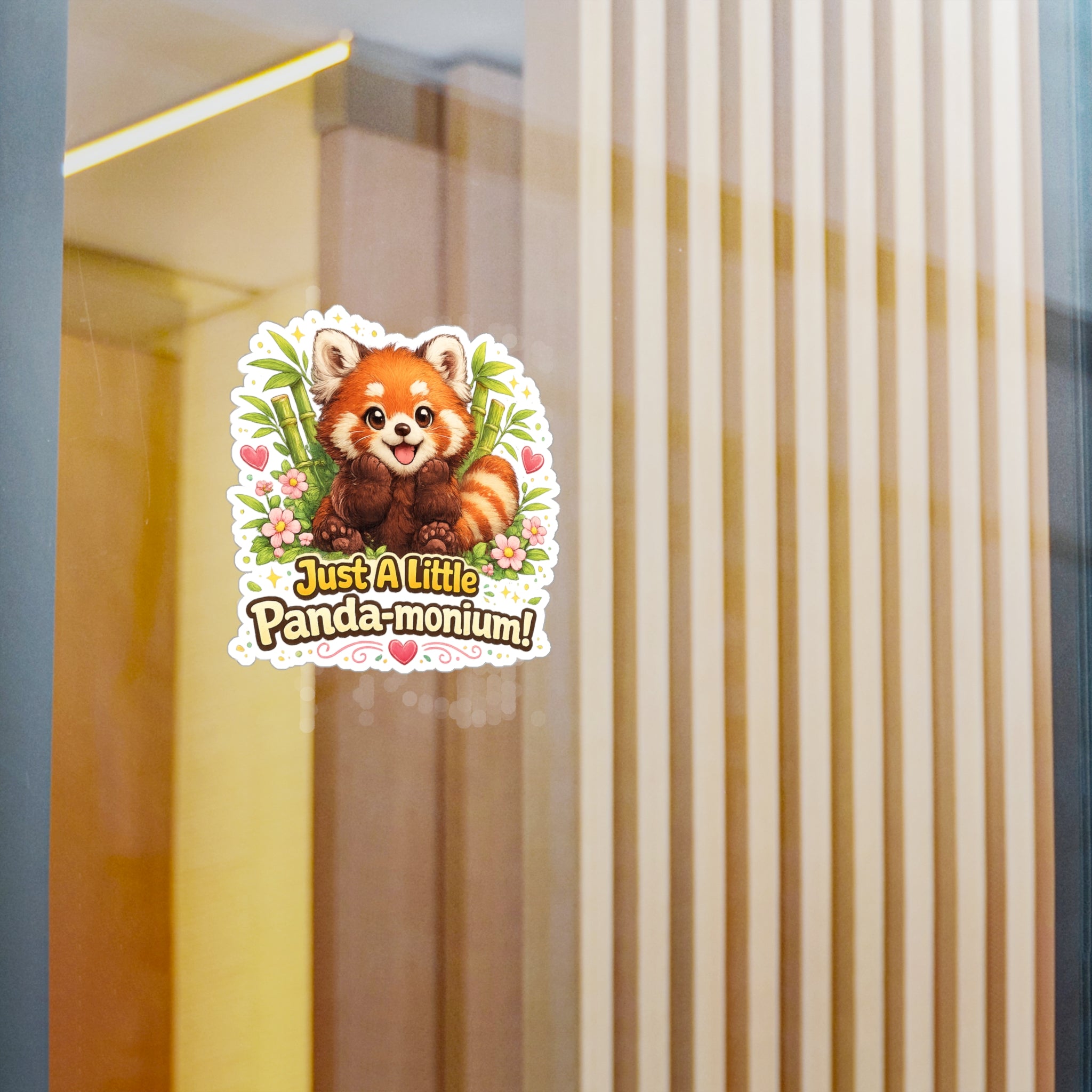 Red Panda Illustration Just A Little Panda-monium Sticker | Kiss-Cut Vinyl Decal