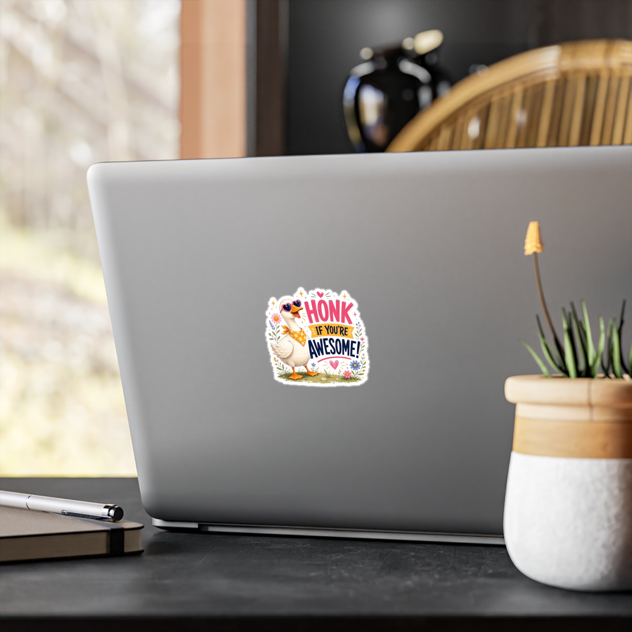 Sticker — "Honk If You’re Awesome" Cute Goose Vinyl Decal