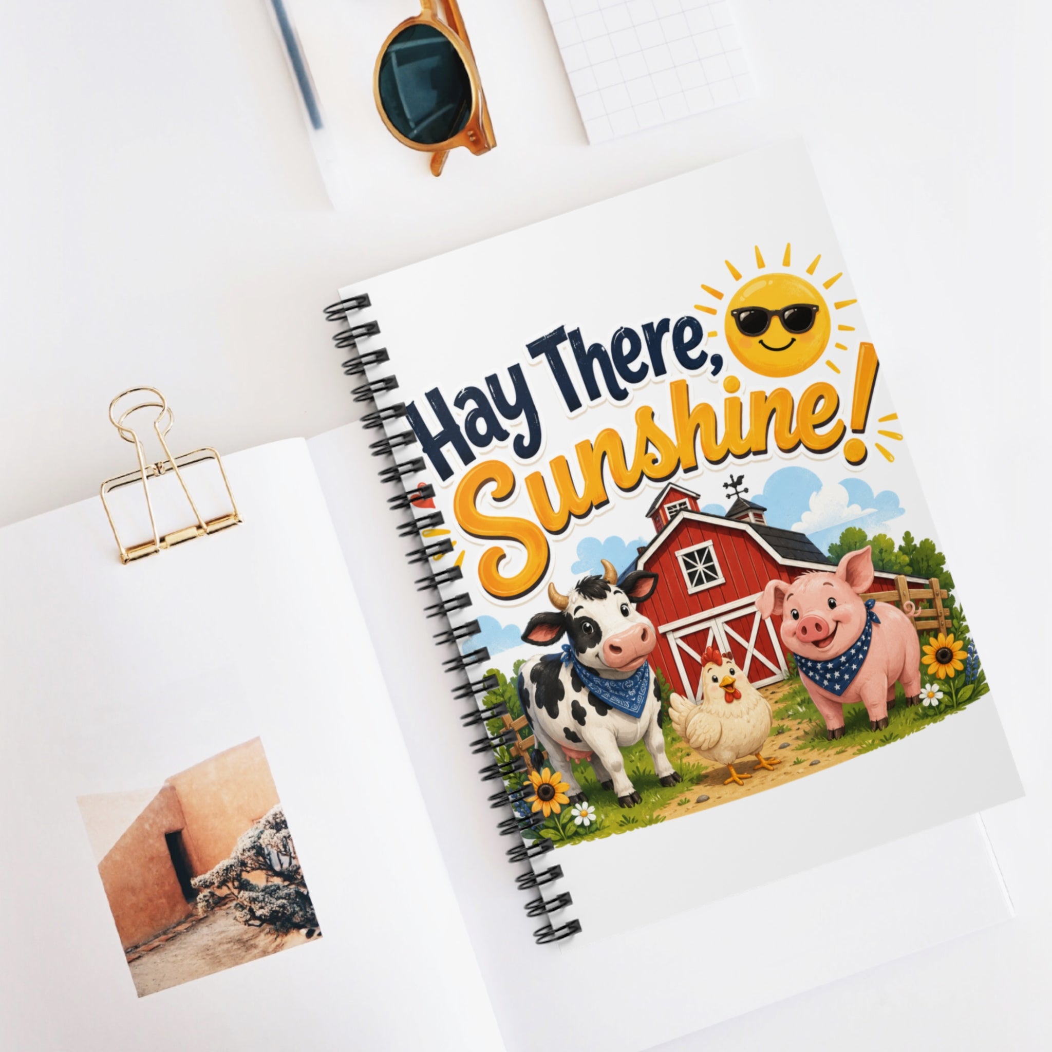 Hay There, Sunshine! Farm Animals Spiral Notebook