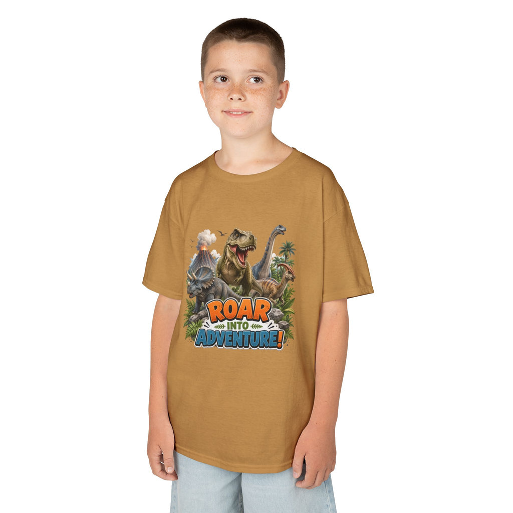 Kids Dinosaur Tee - "Roar Into Adventure" Graphic Shirt for Boys & Girls