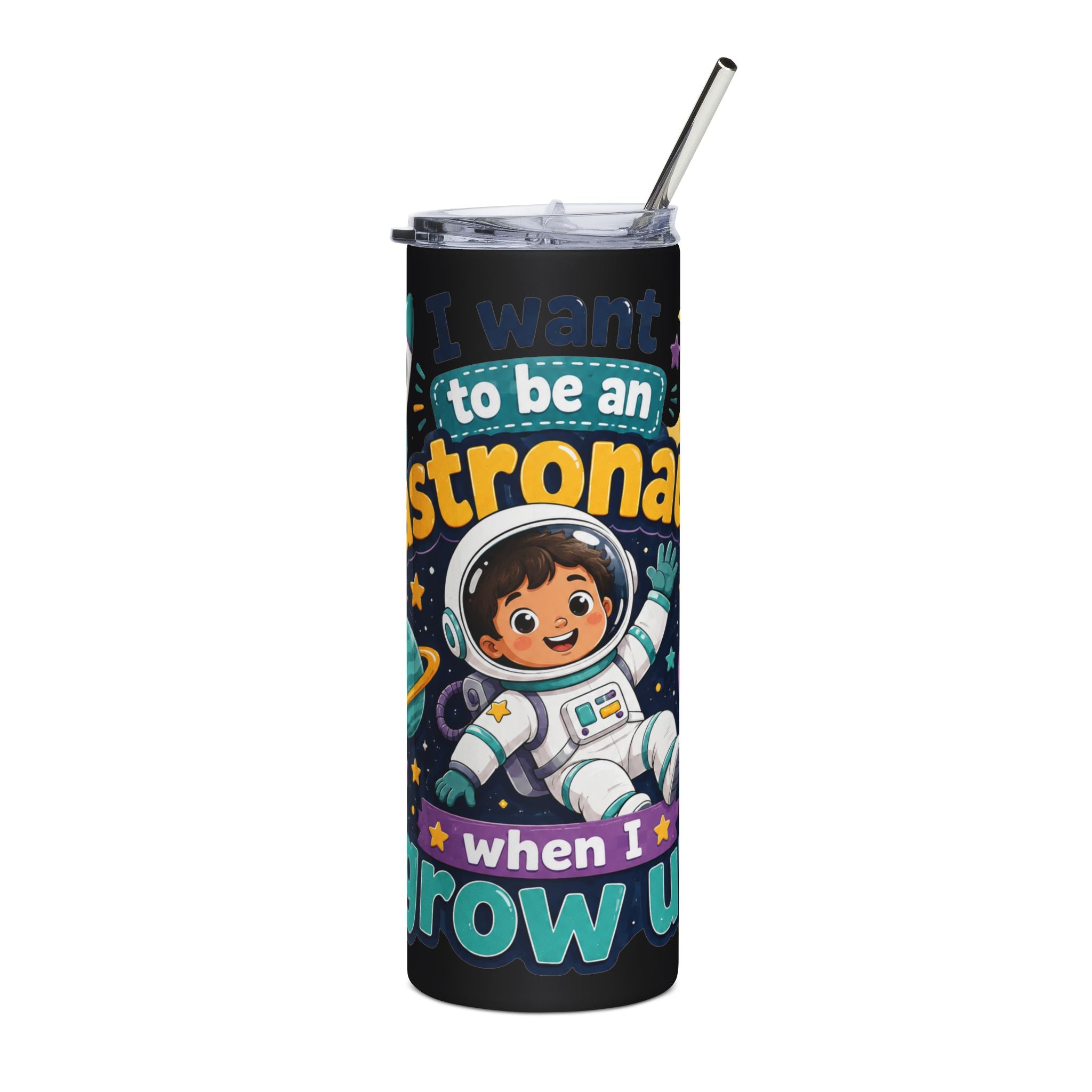 Space Explorer 20oz Stainless Tumbler — "I Want to Be an Astronaut When I Grow Up" Kids Travel Cup