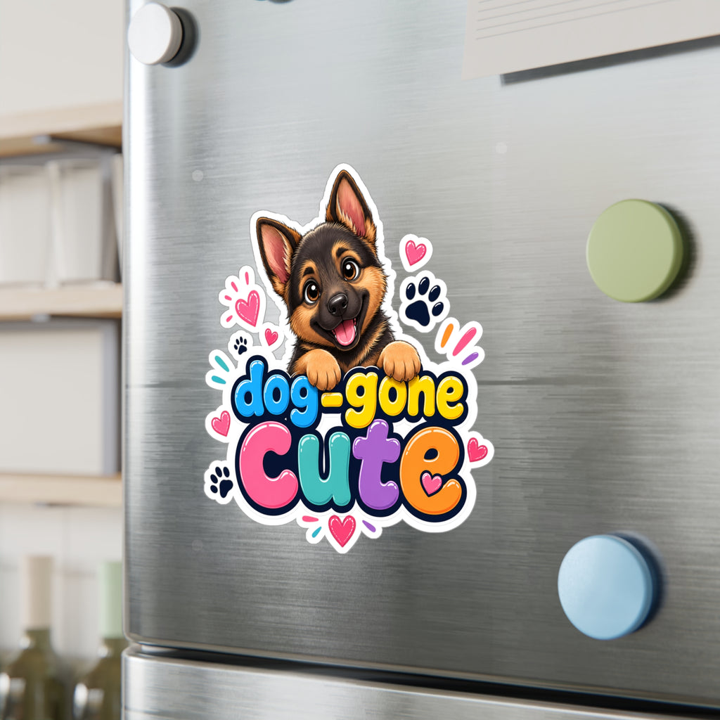 Dog-Gone Cute German Shepherd Sticker — Kiss-Cut Vinyl Decal for Laptops, Cars & Water Bottles