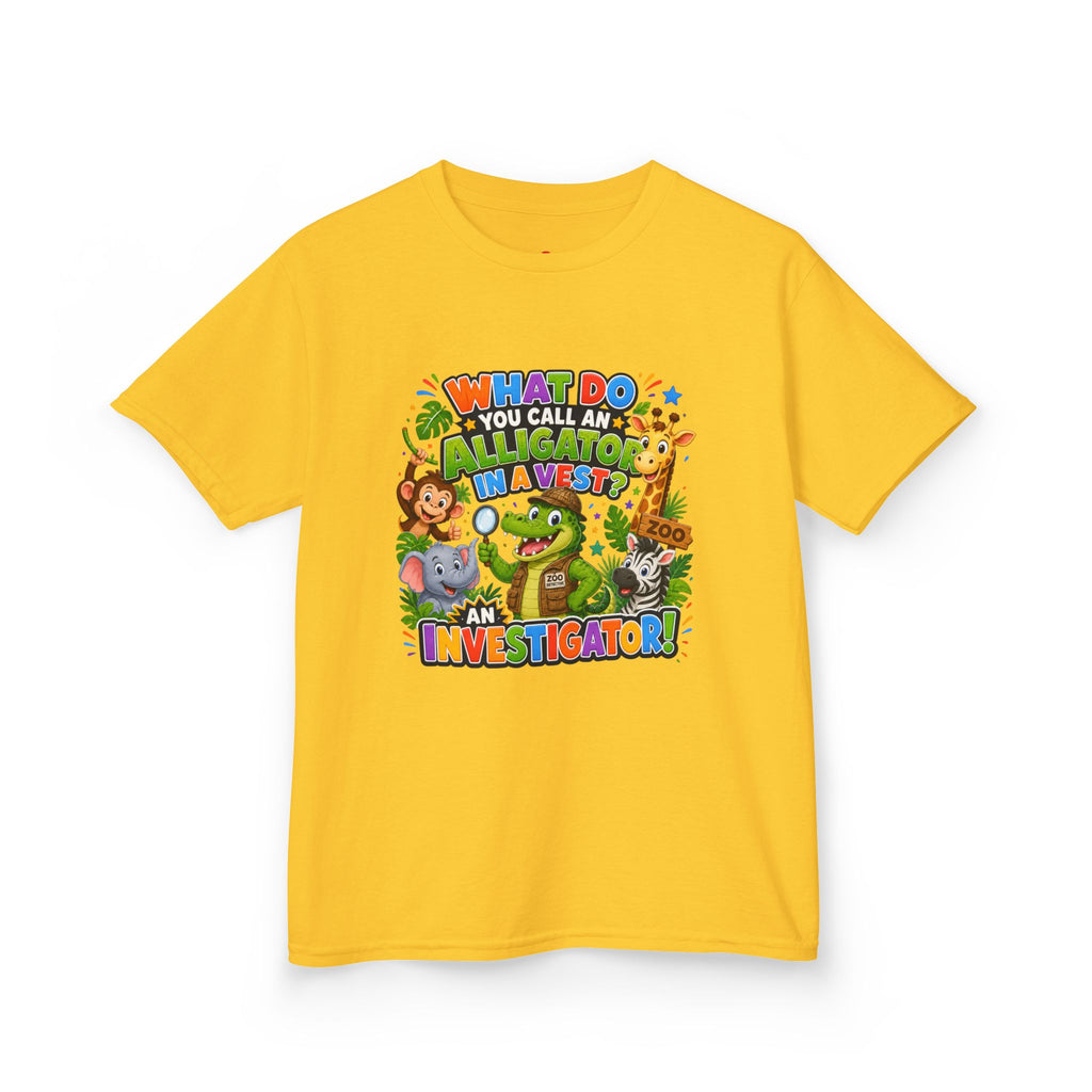 What Do You Call An Alligator? Investigator Kids T-Shirt | Cute Jungle Animals Puzzle