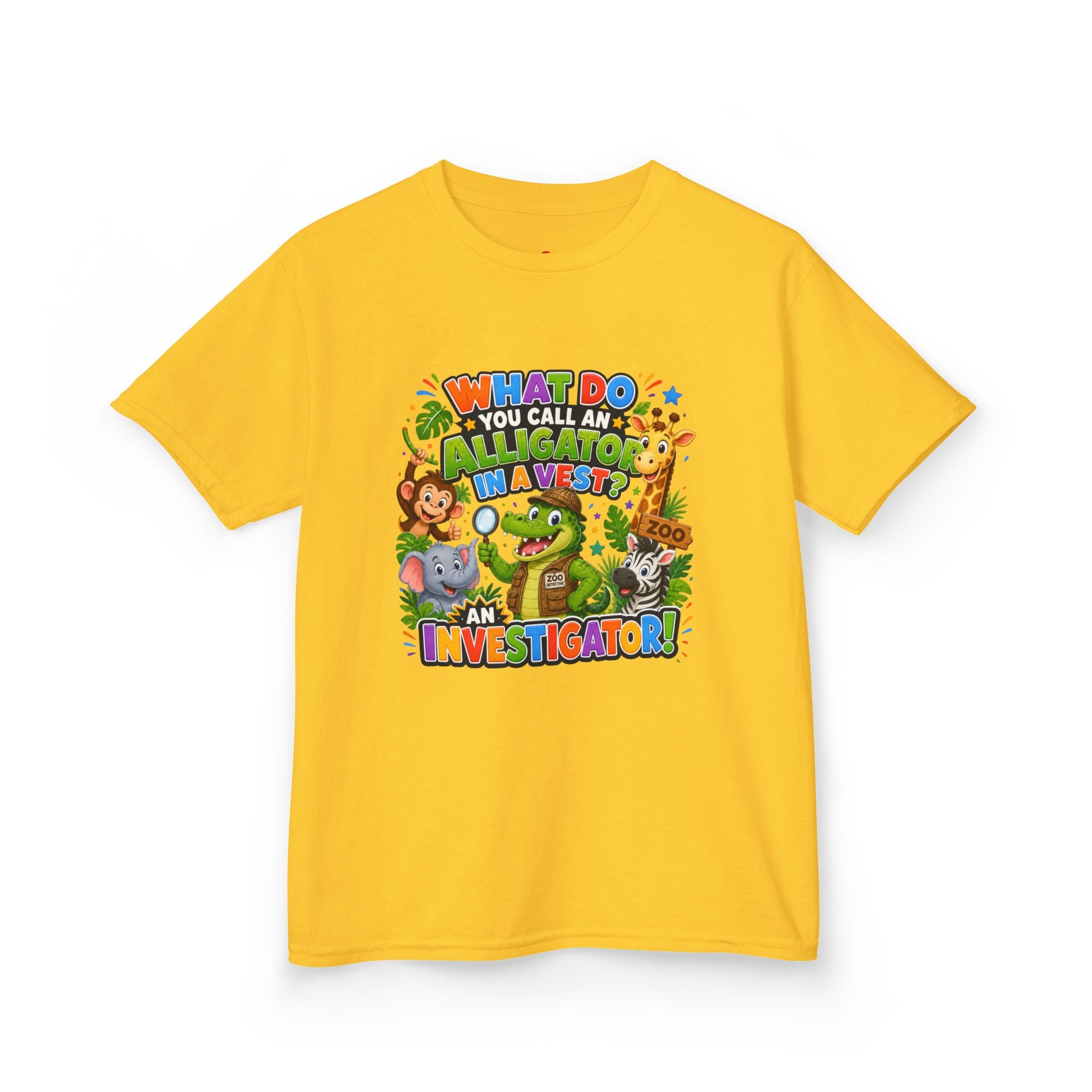 What Do You Call An Alligator? Investigator Kids T-Shirt | Cute Jungle Animals Puzzle