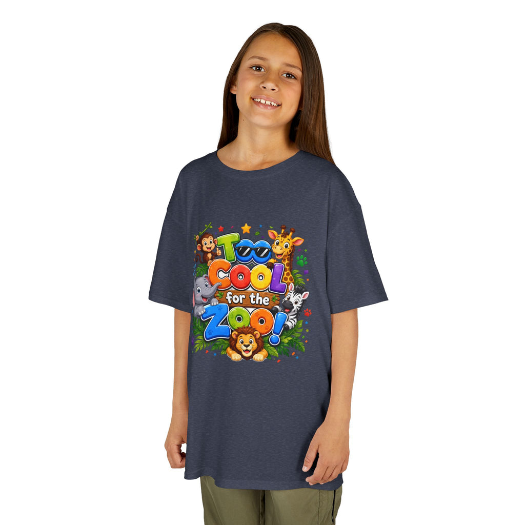 Kids Tee — "Too Cool for the Zoo" Colorful Animal Graphic