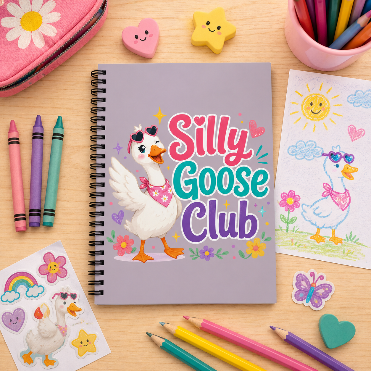 Silly Goose Club Spiral Notebook — Cute Ruled Journal for Kids & Gifts