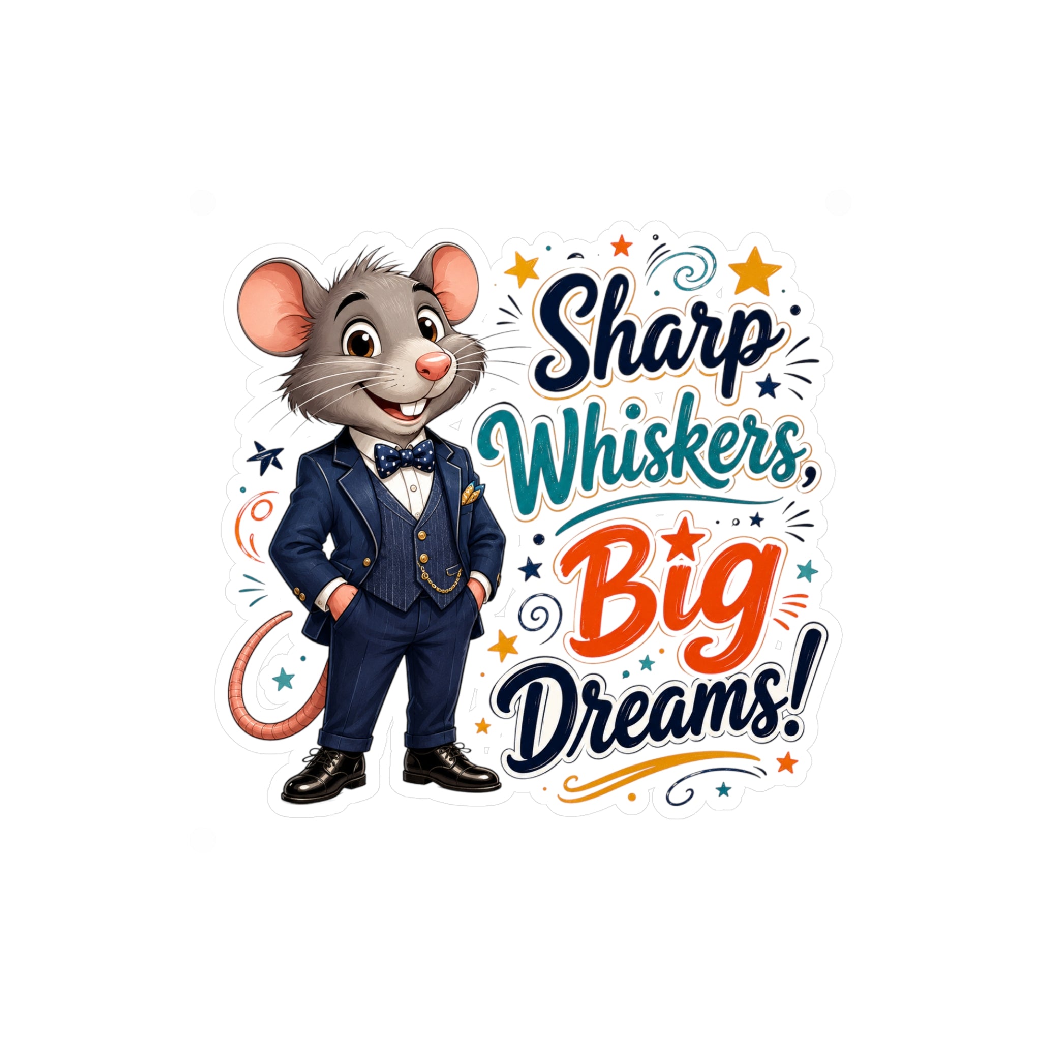 Sharp Whiskers, Big Dreams Sticker — Cute Motivational Mouse Vinyl Decal