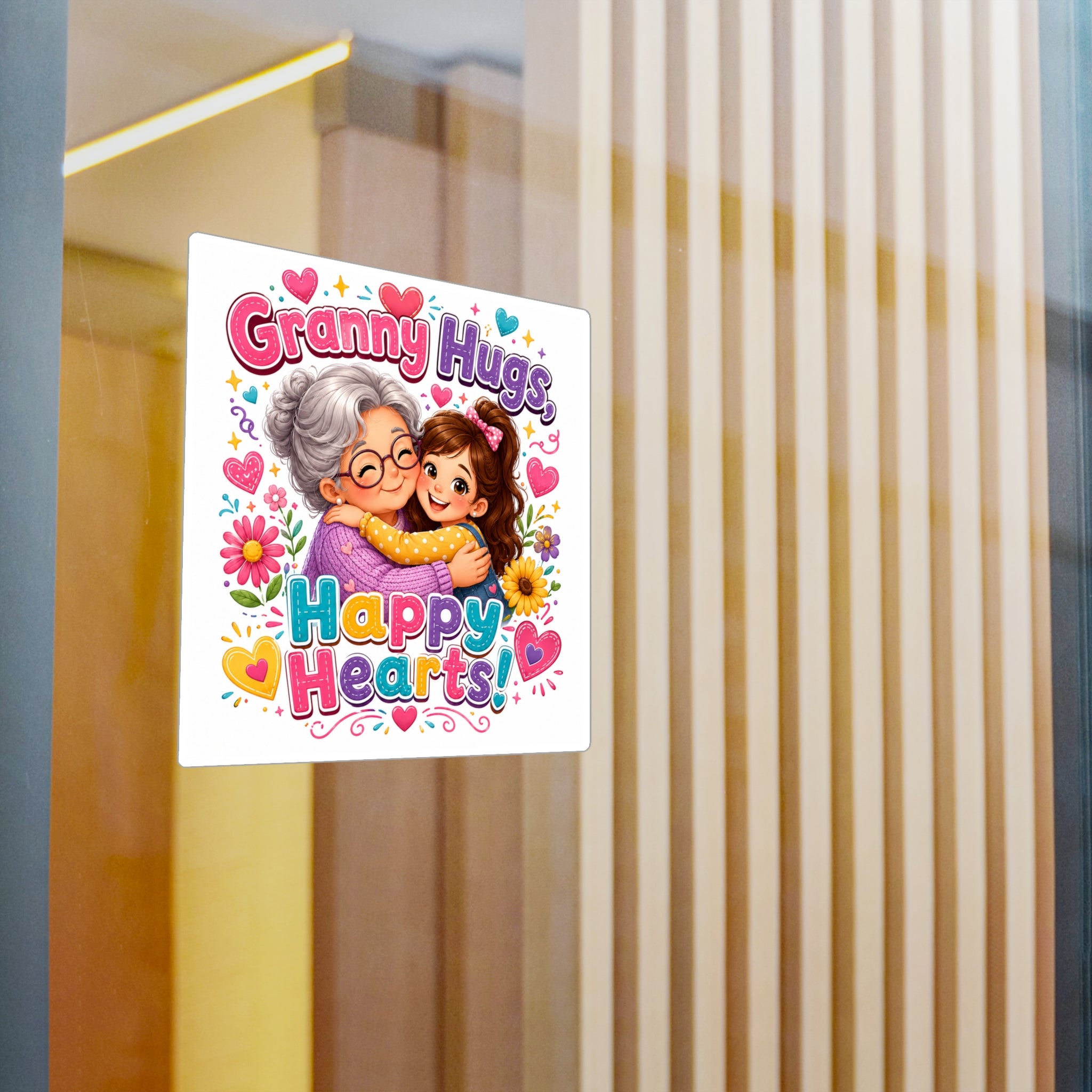 Granny Hugs Happy Hearts Vinyl Decal | Kiss-Cut Sticker