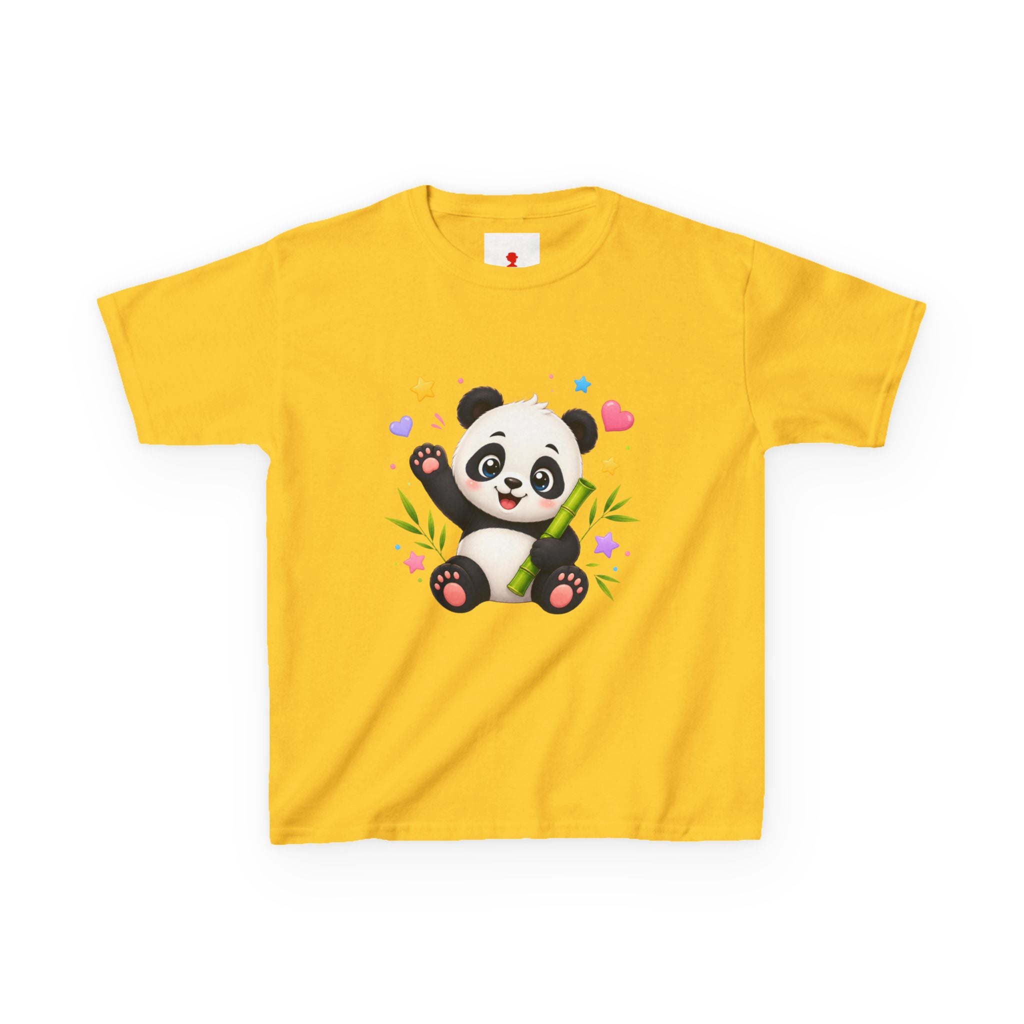 Cute Panda Kids T‑Shirt — Smiling Baby Panda with Hearts & Bamboo
